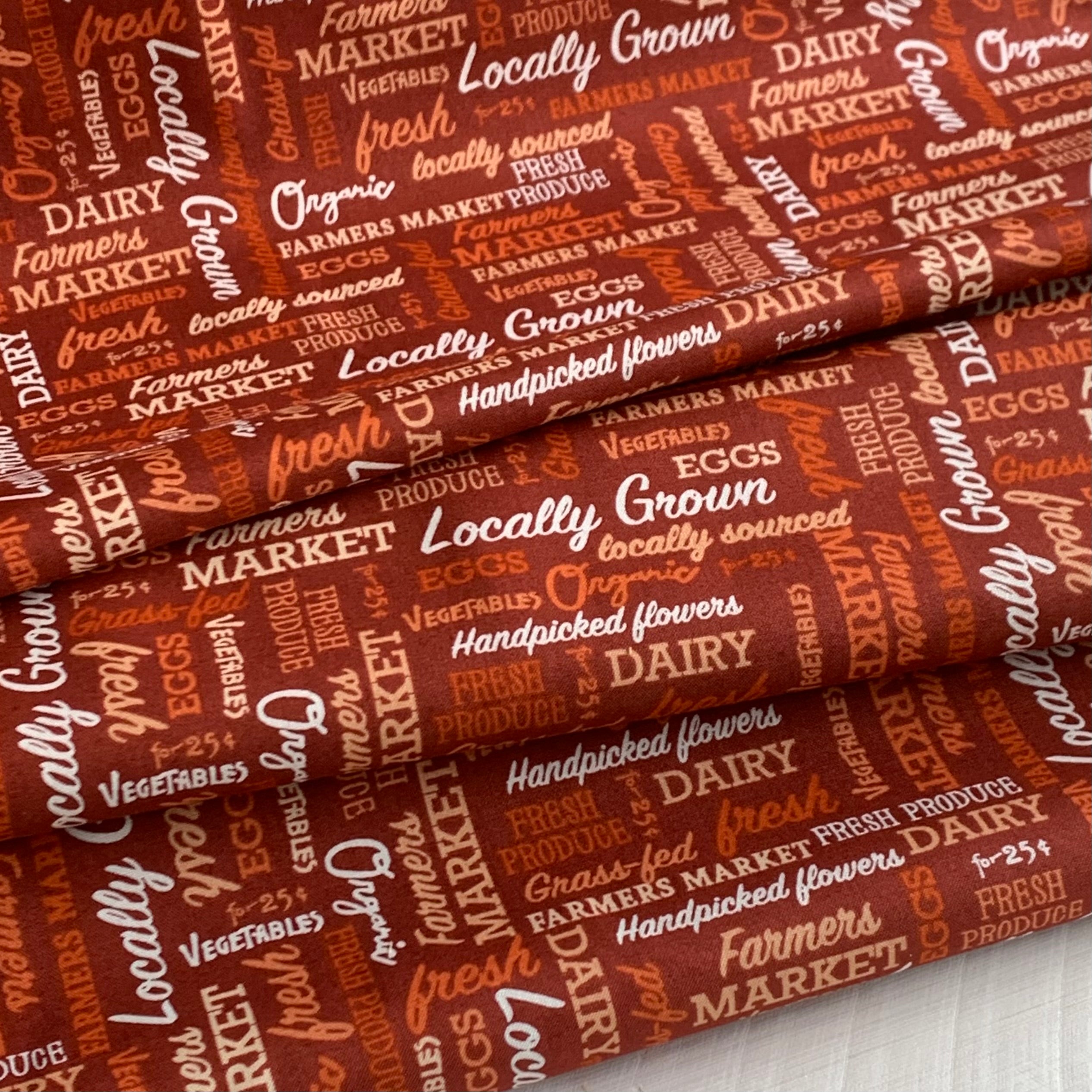 Words From Farmers Market Collection by Whistler Studios and Milled by Windham Fabrics, Pattern 52767-5 Red Cotton Fabric