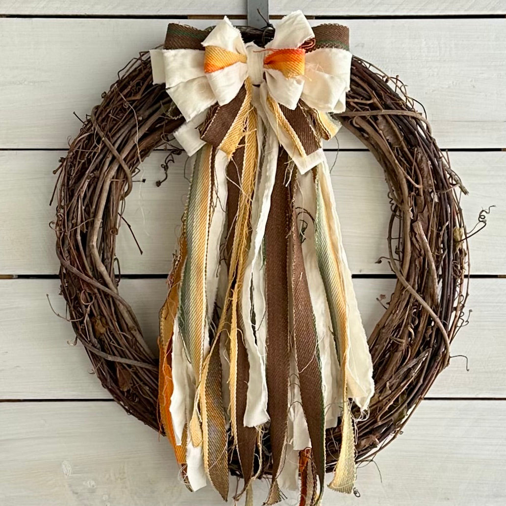 Brown and Orange Serape Style Rag Bow
