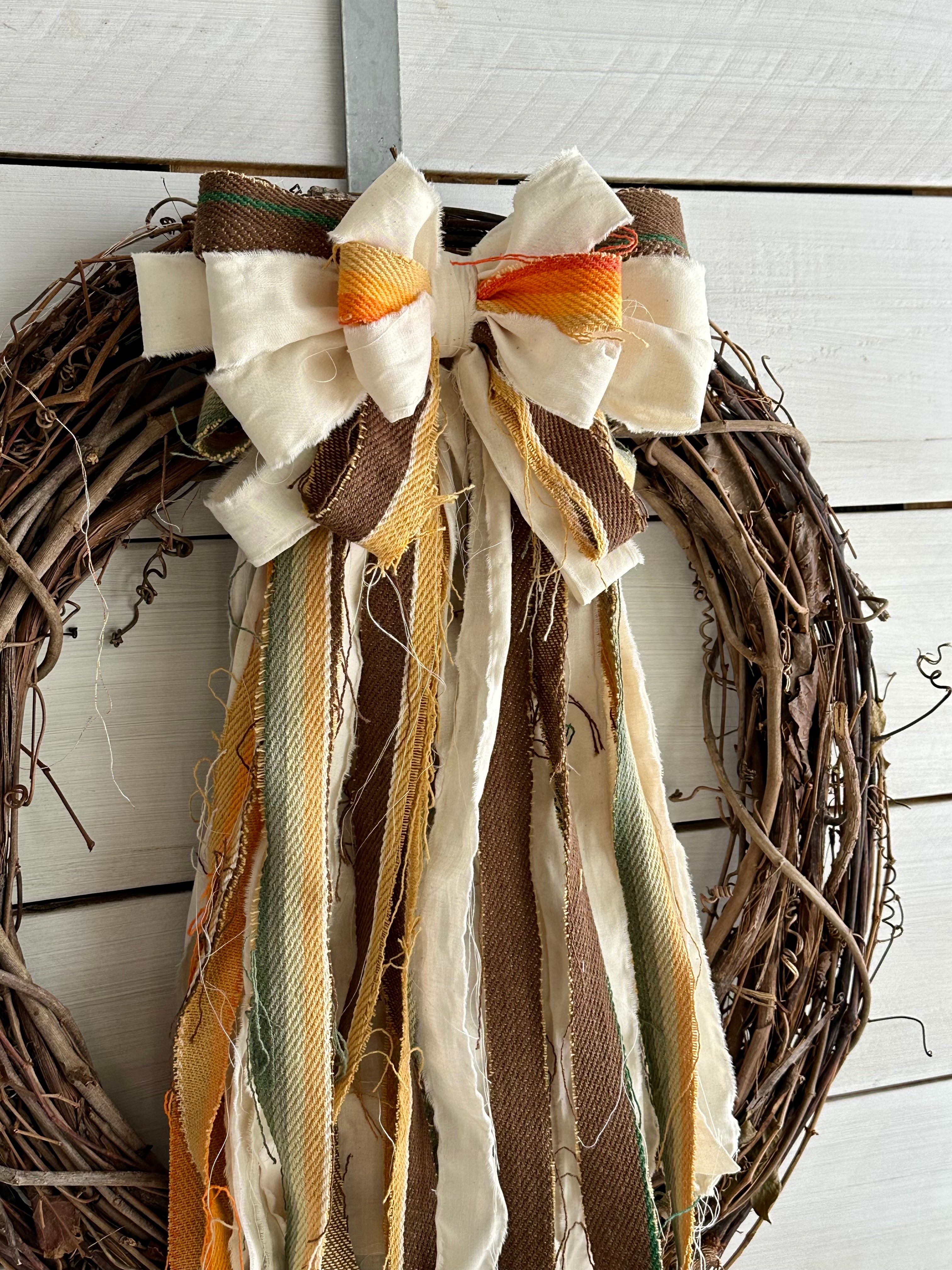 Brown and Orange Serape Style Rag Bow