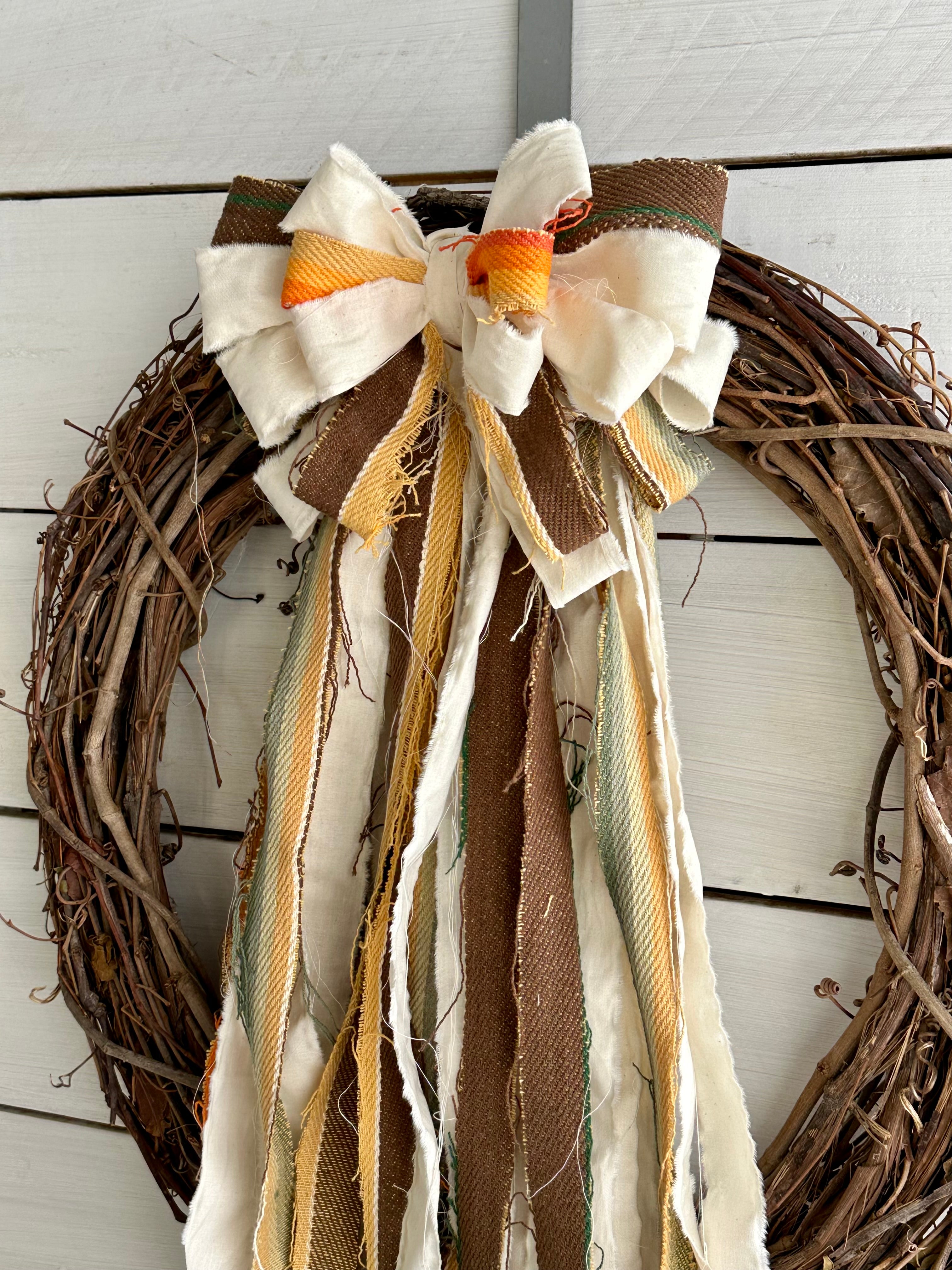 Brown and Orange Serape Style Rag Bow