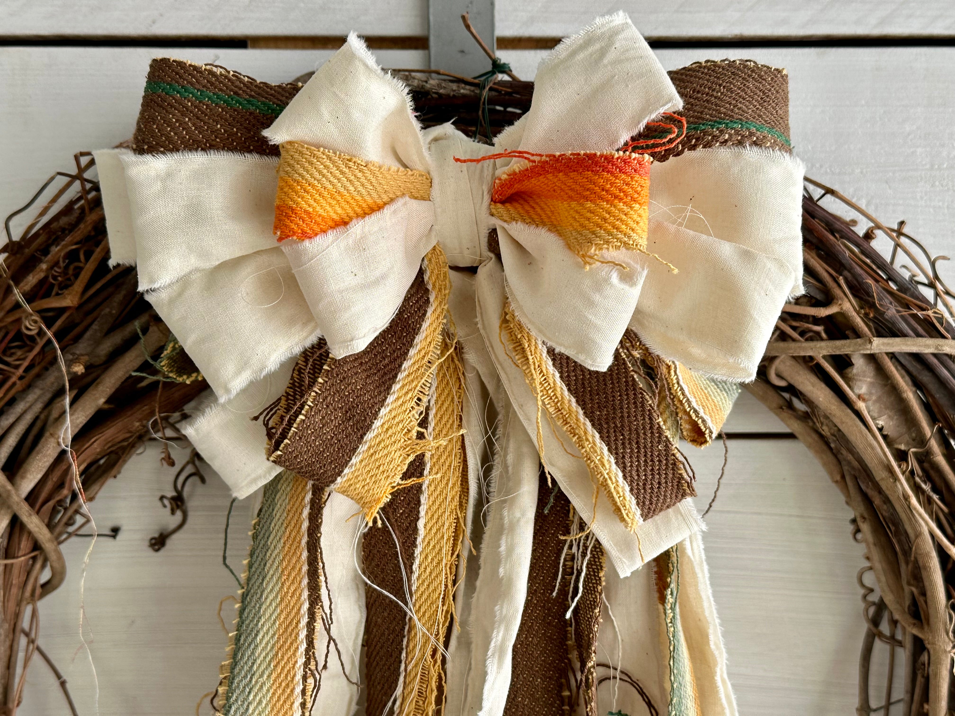 Brown and Orange Serape Style Rag Bow