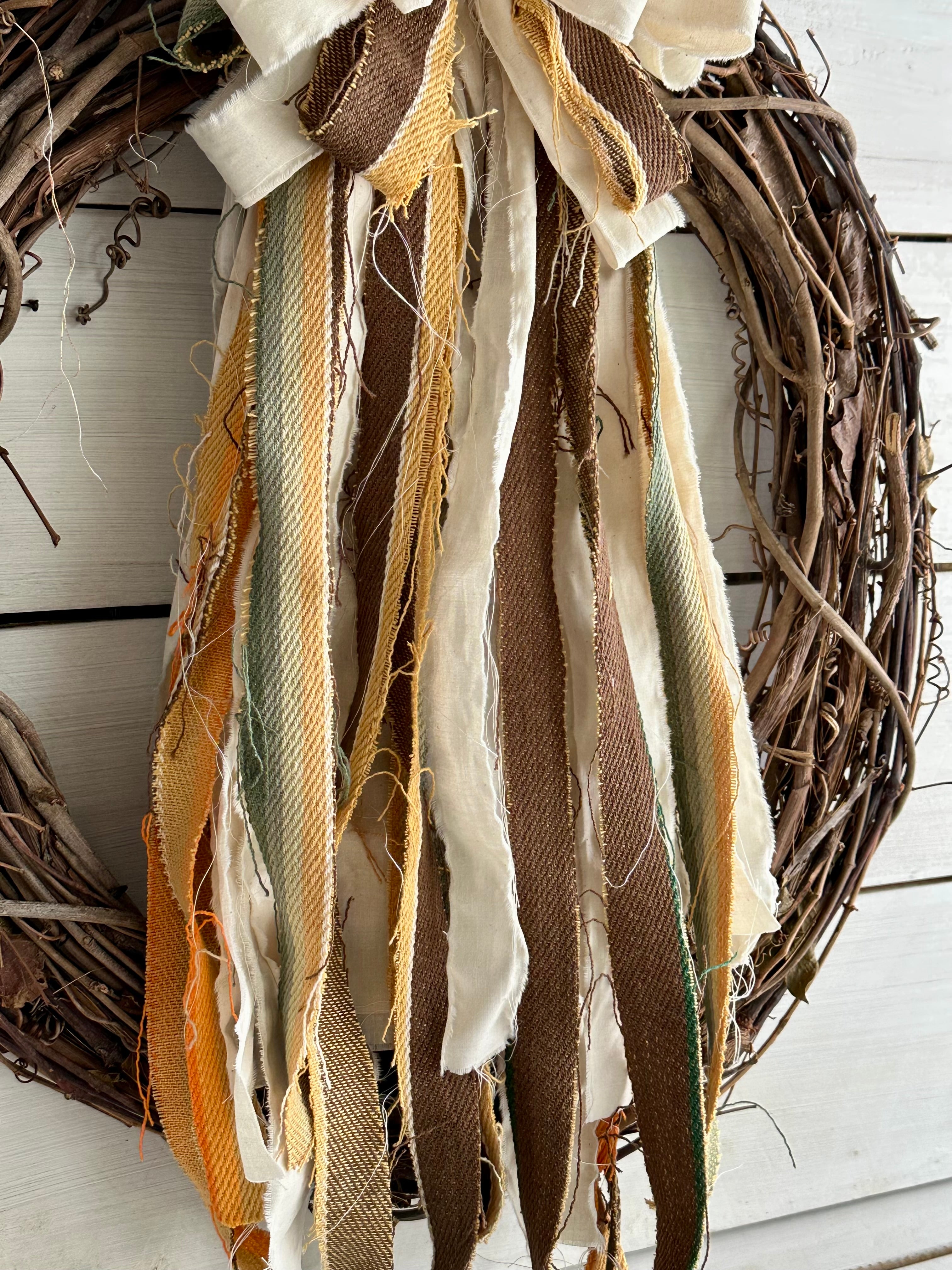 Brown and Orange Serape Style Rag Bow