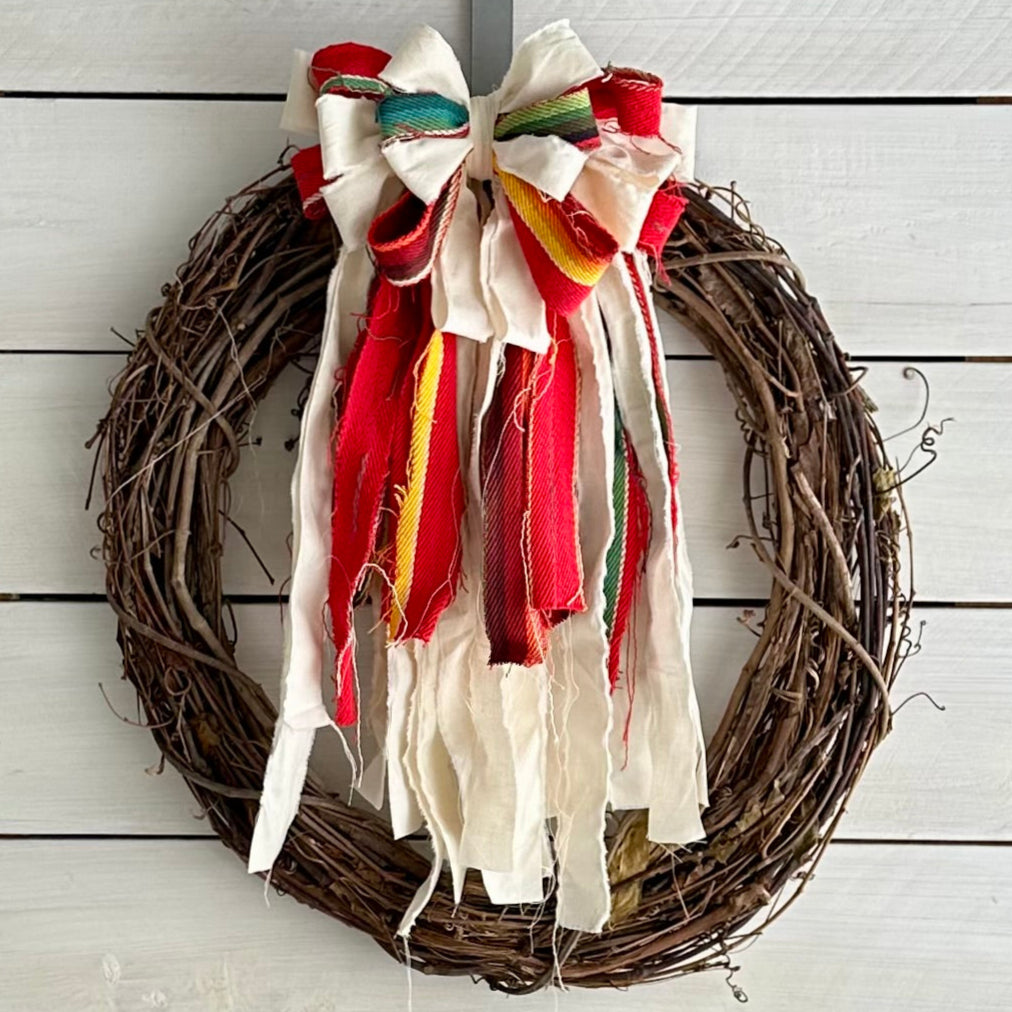 Red Serape Style Rag Bow