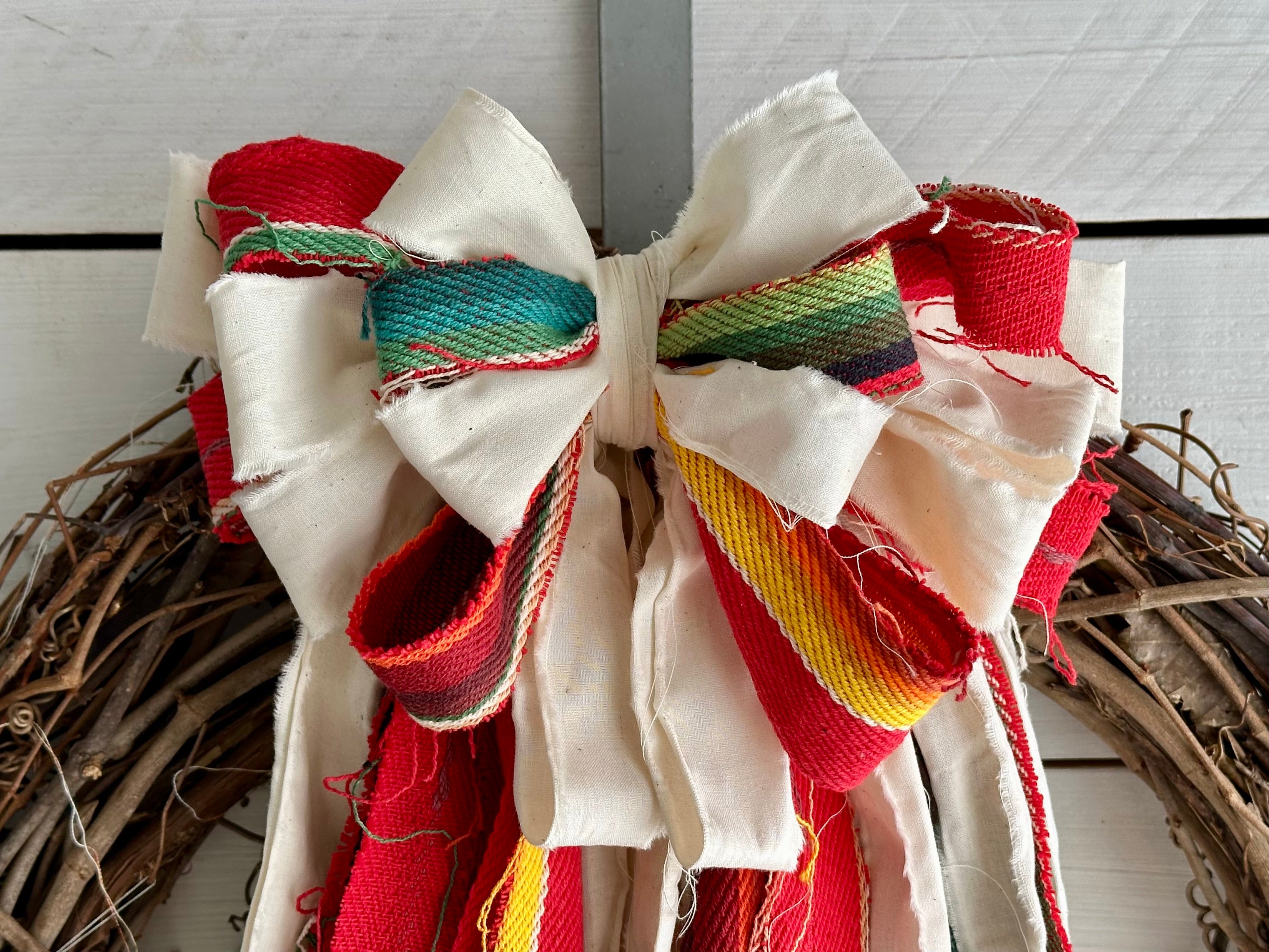 Red Serape Style Rag Bow