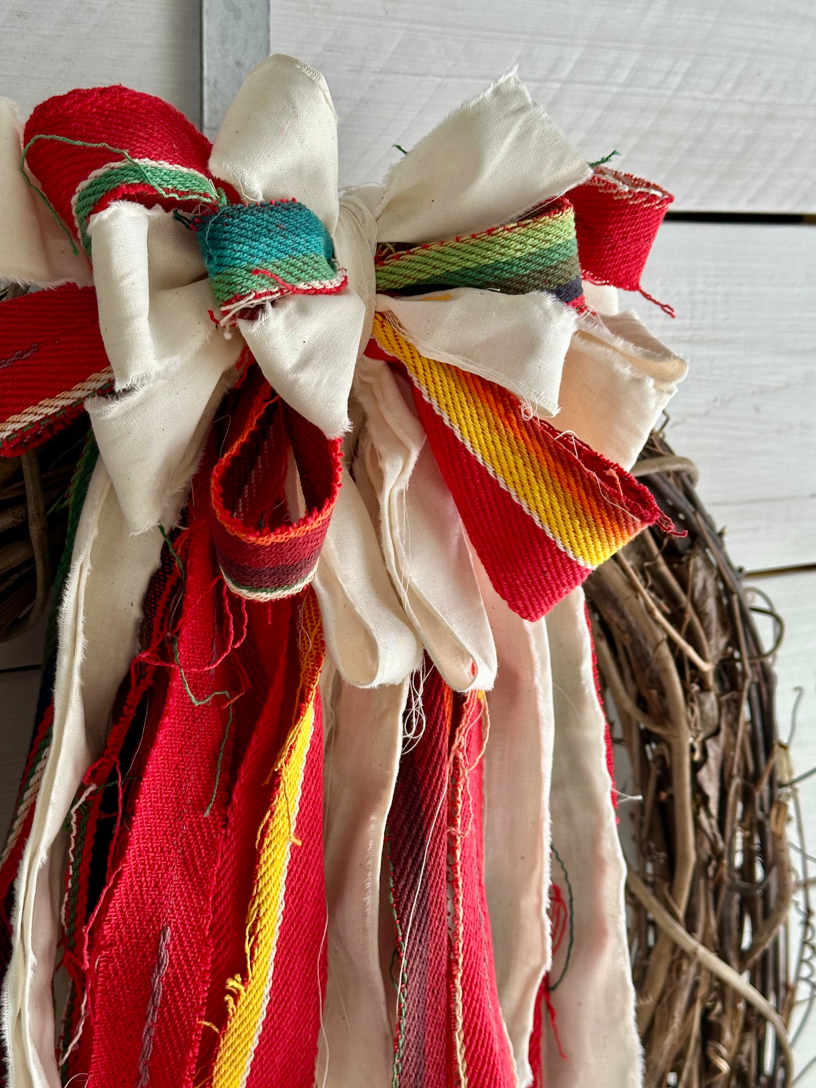Red Serape Style Rag Bow
