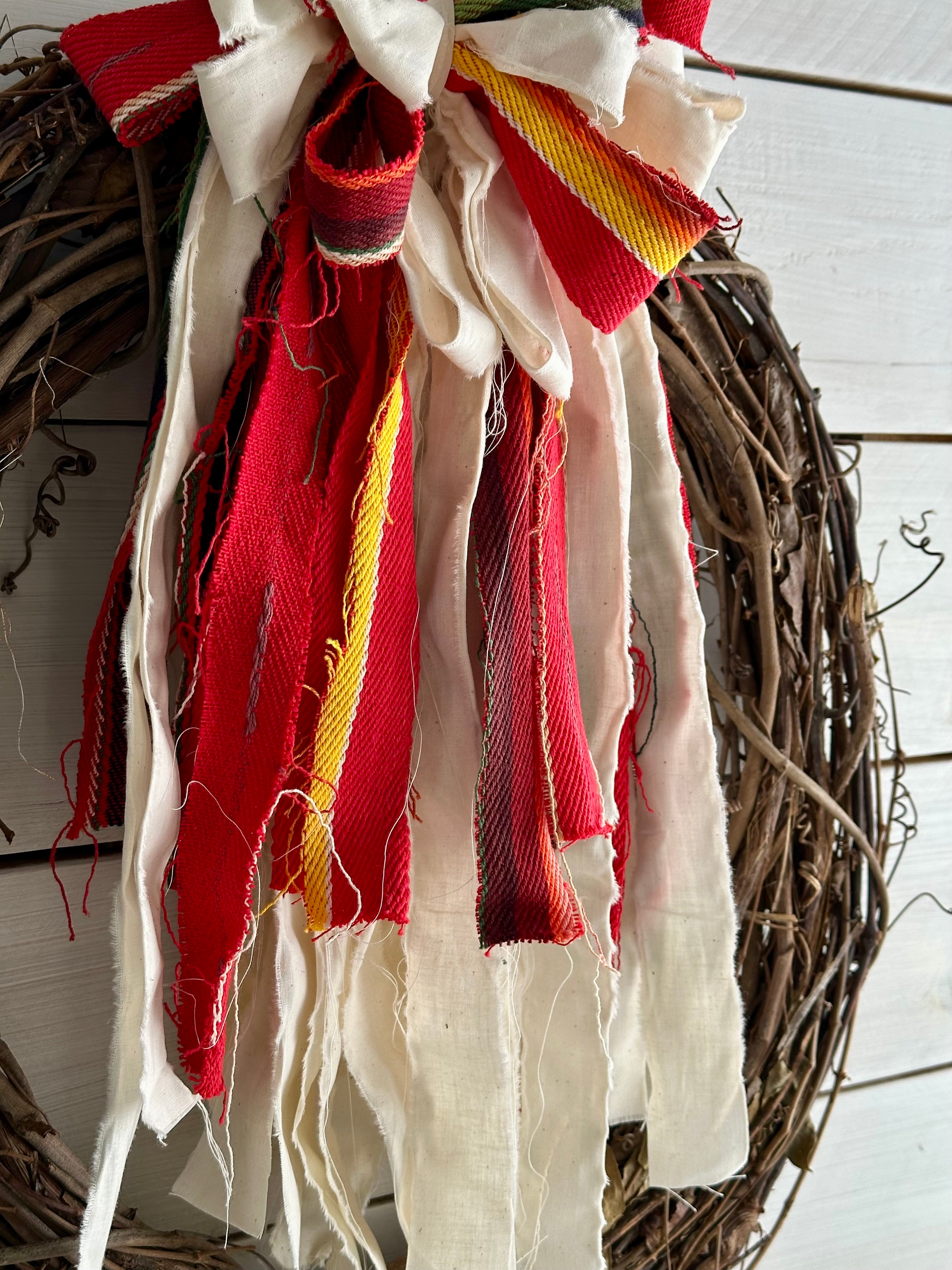 Red Serape Style Rag Bow