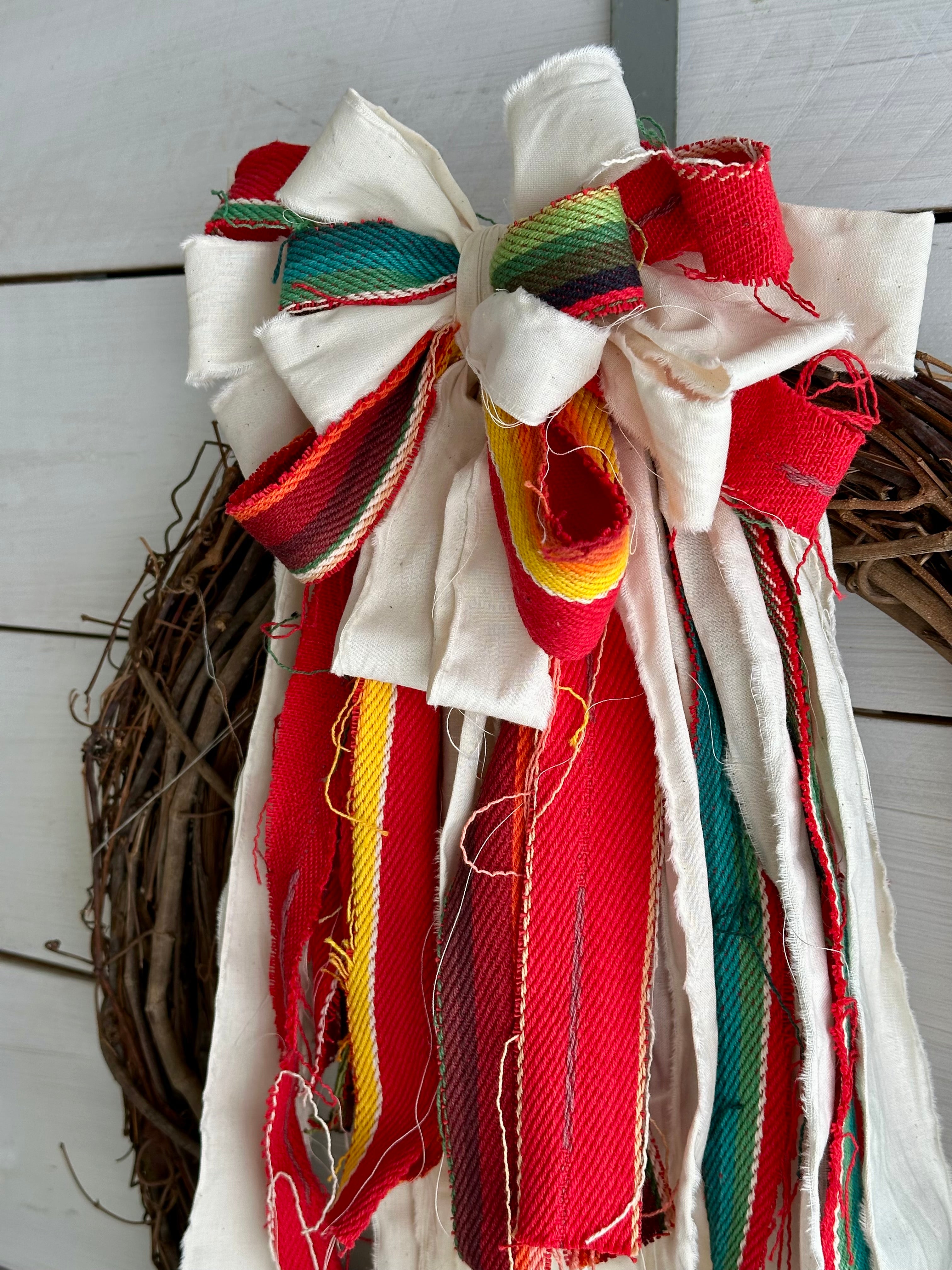 Red Serape Style Rag Bow