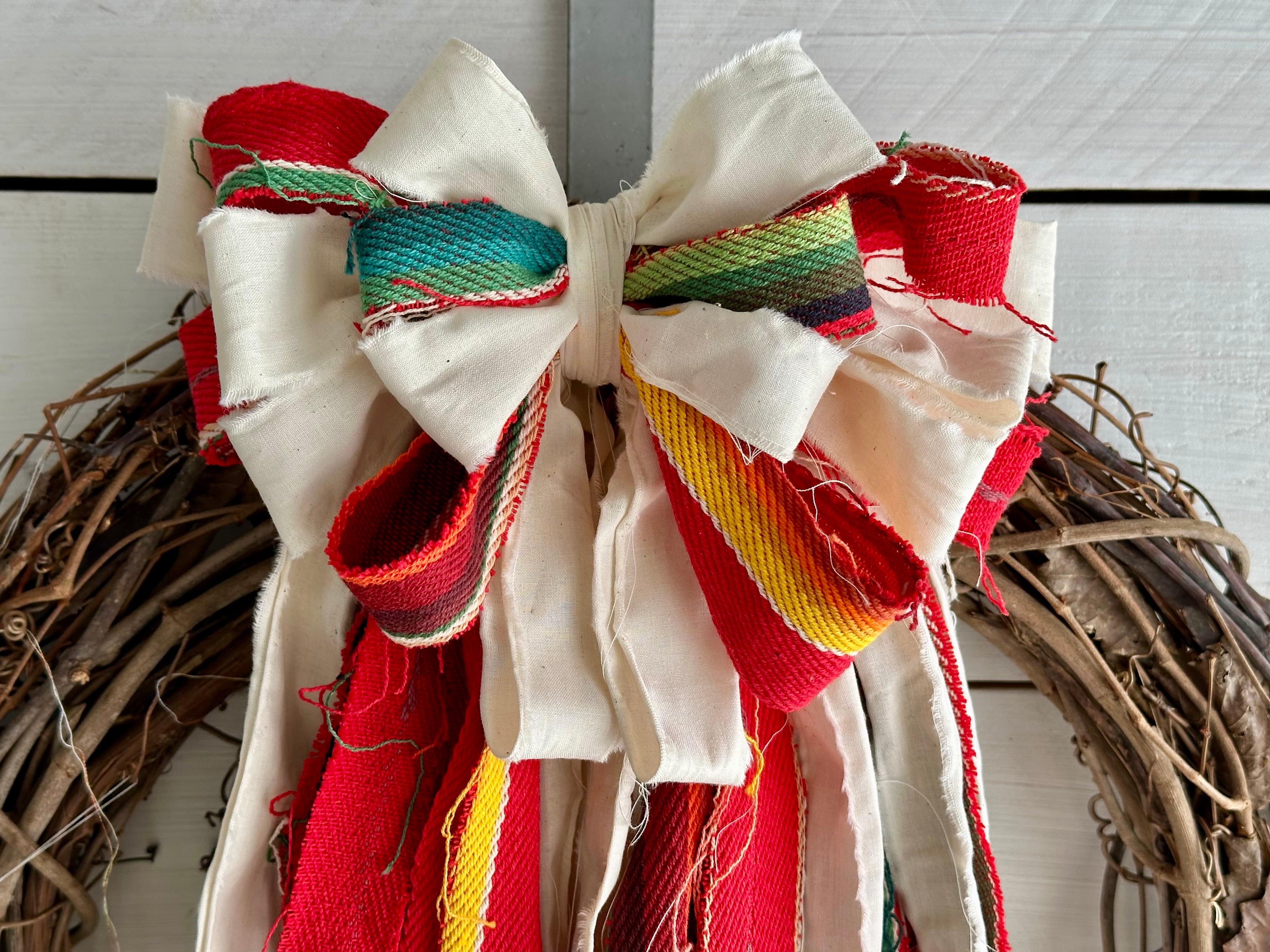 Red Serape Style Rag Bow