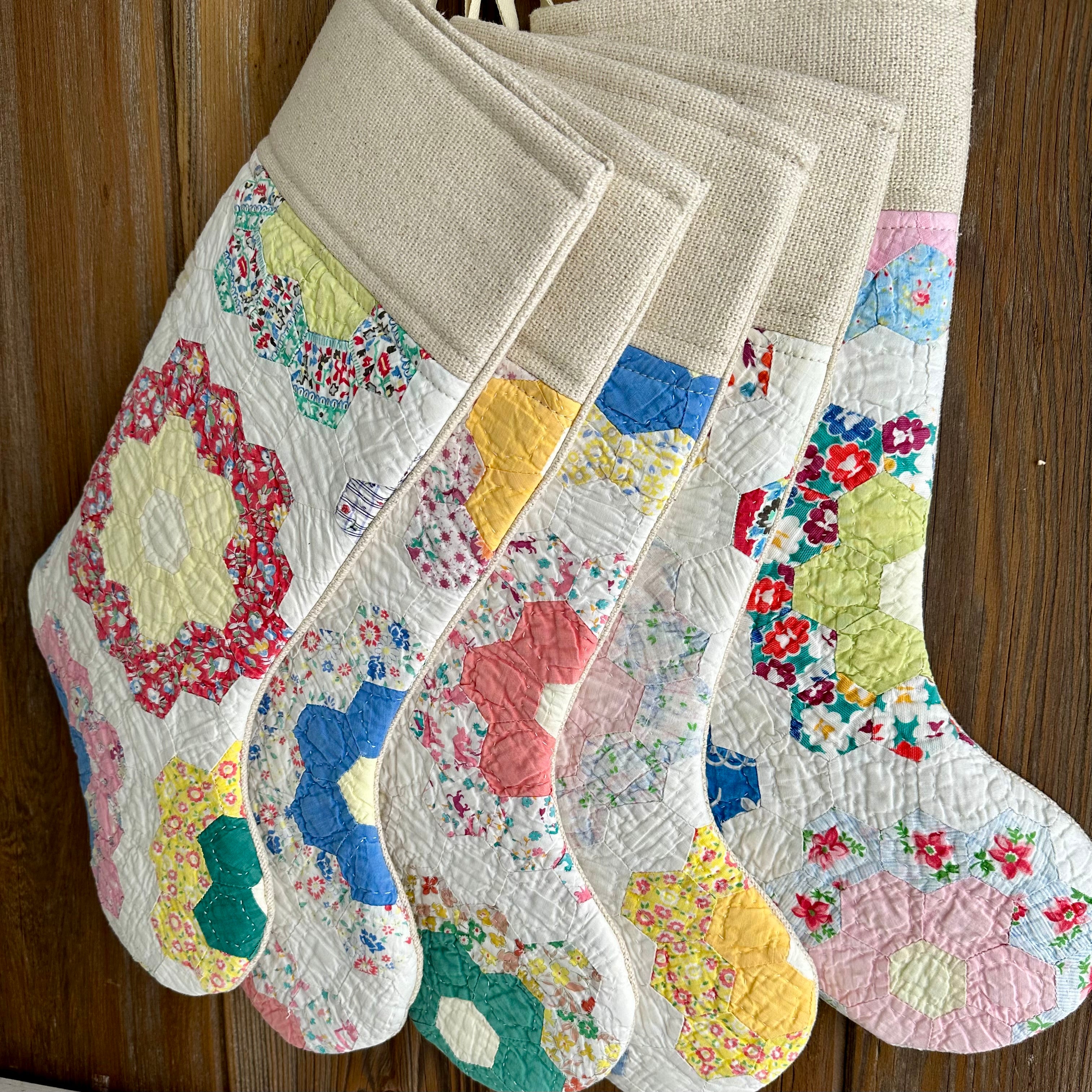 Vintage Quilt Christmas Stocking