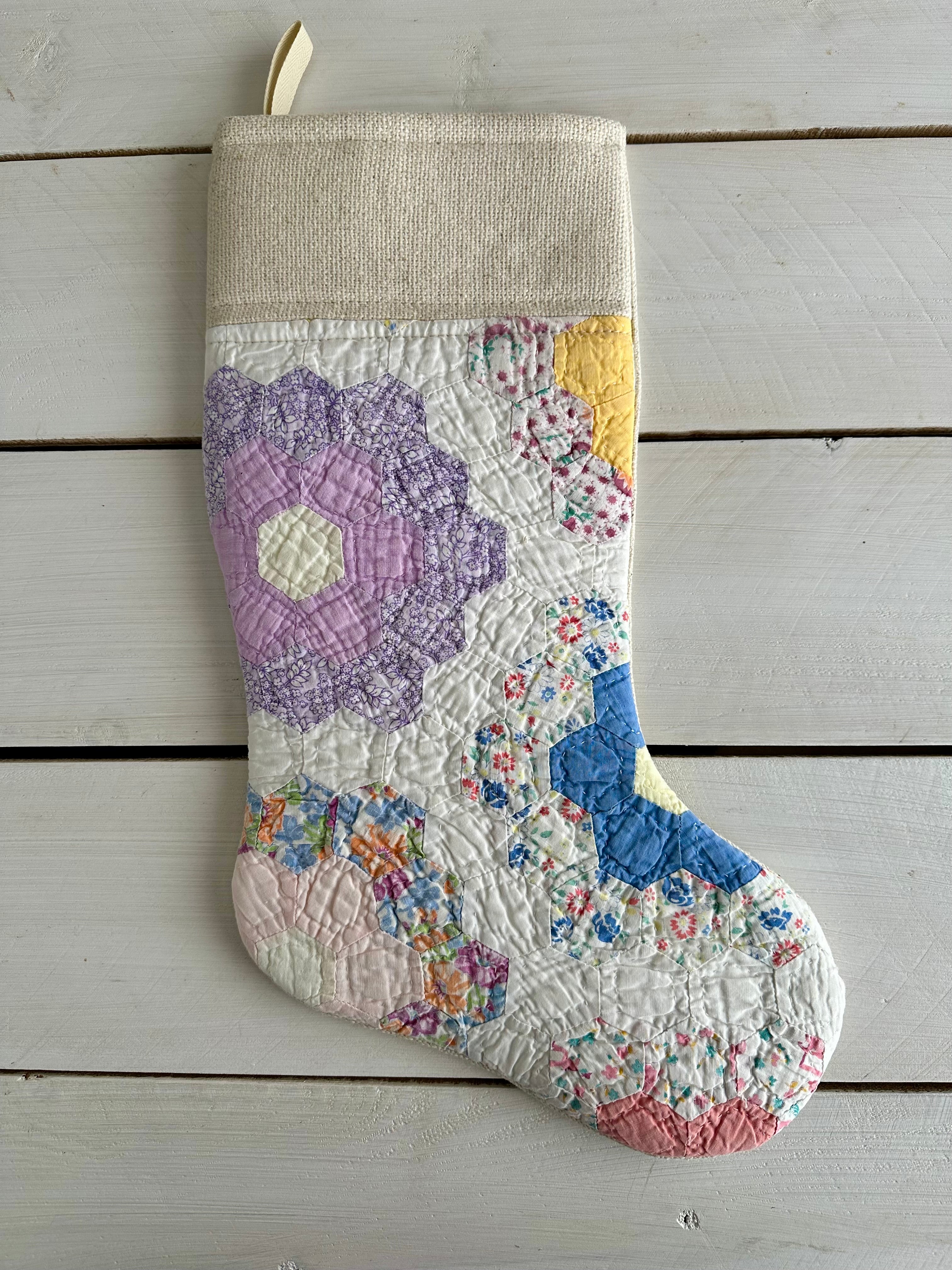 Vintage Quilt Christmas Stocking