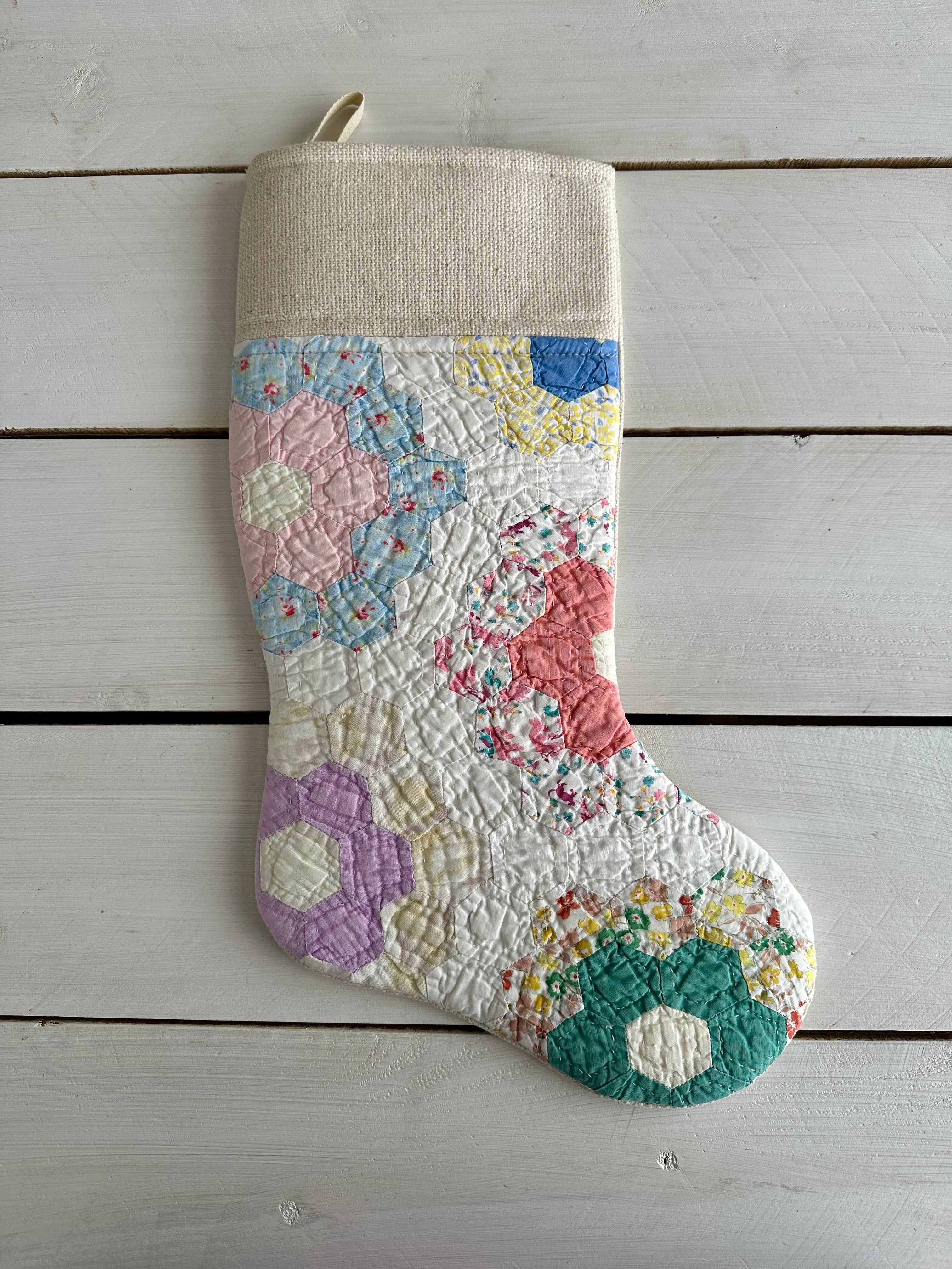 Vintage Quilt Christmas Stocking