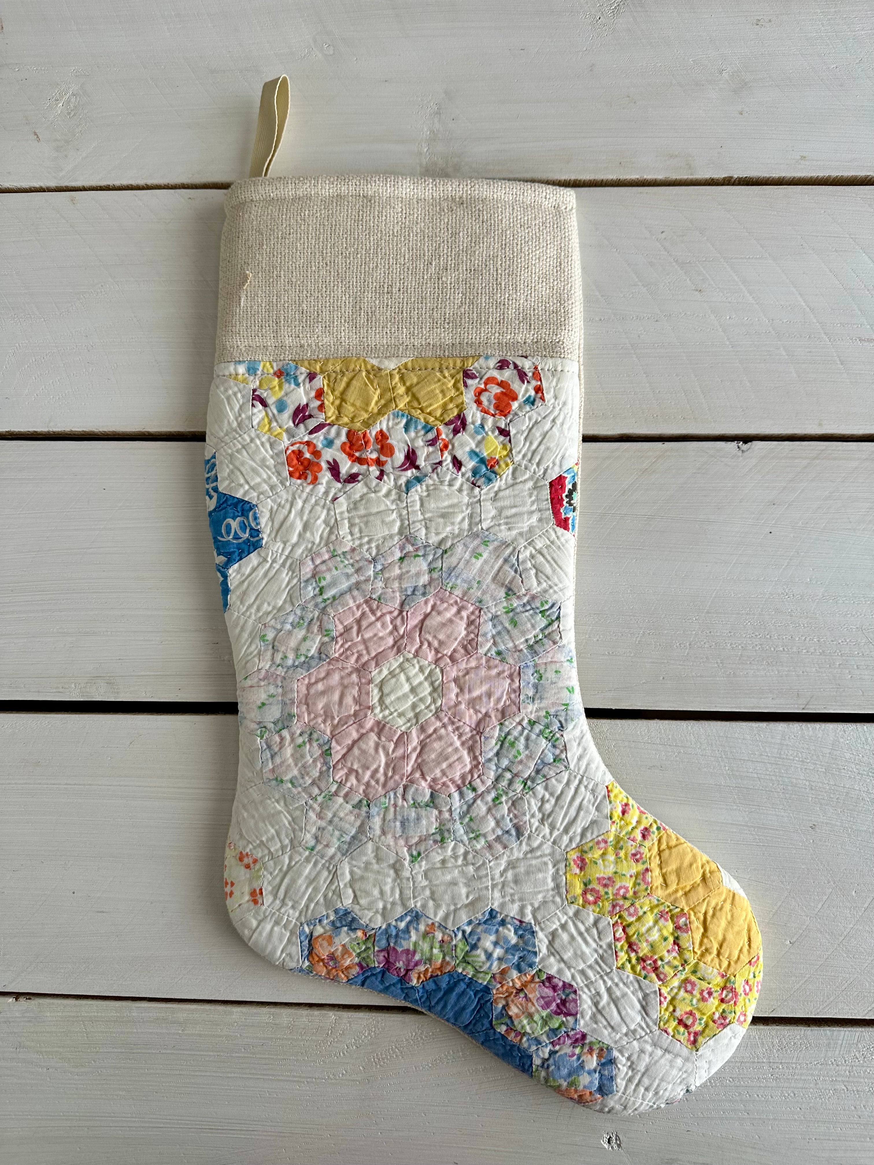 Vintage Quilt Christmas Stocking