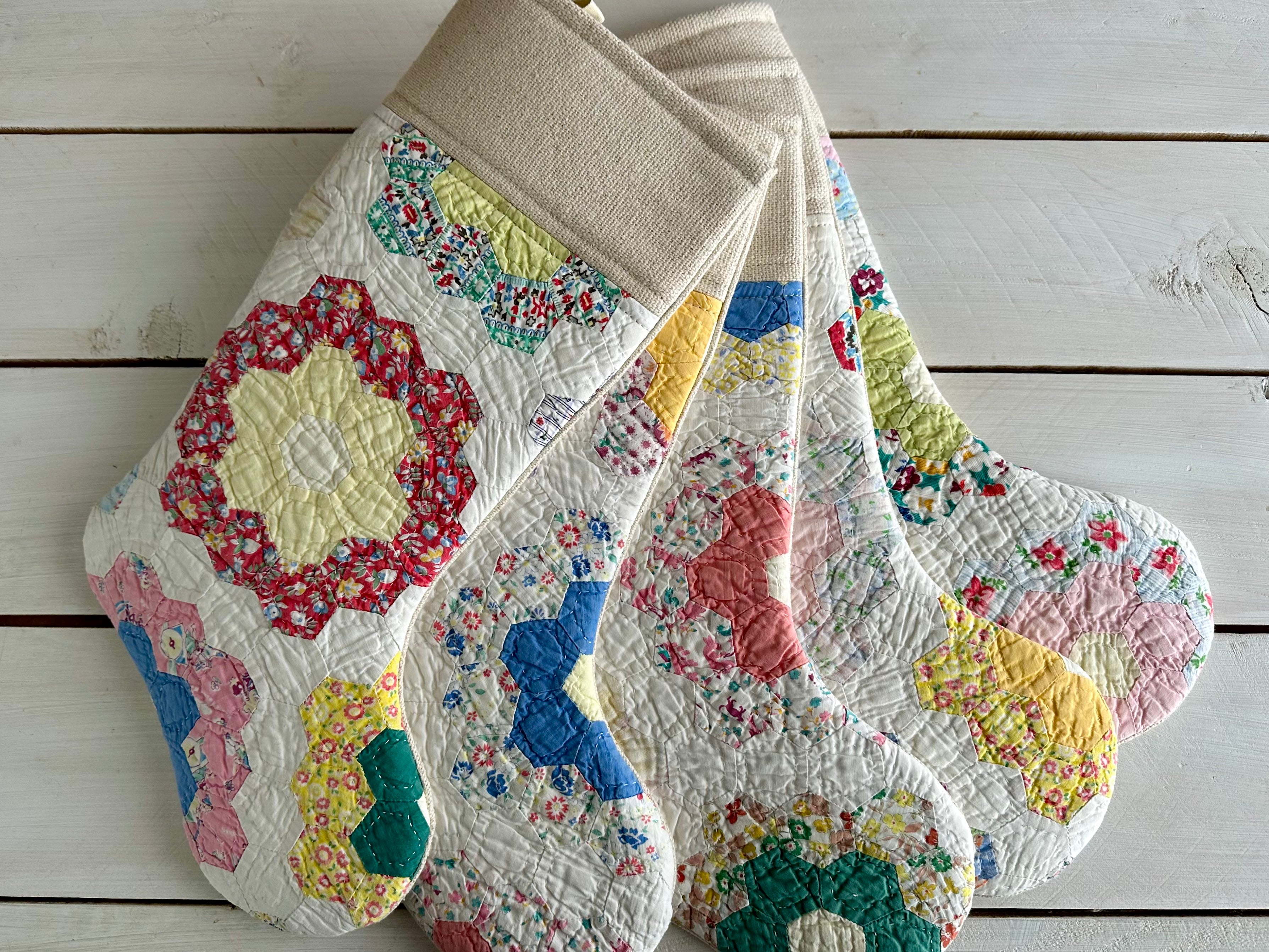 Vintage Quilt Christmas Stocking