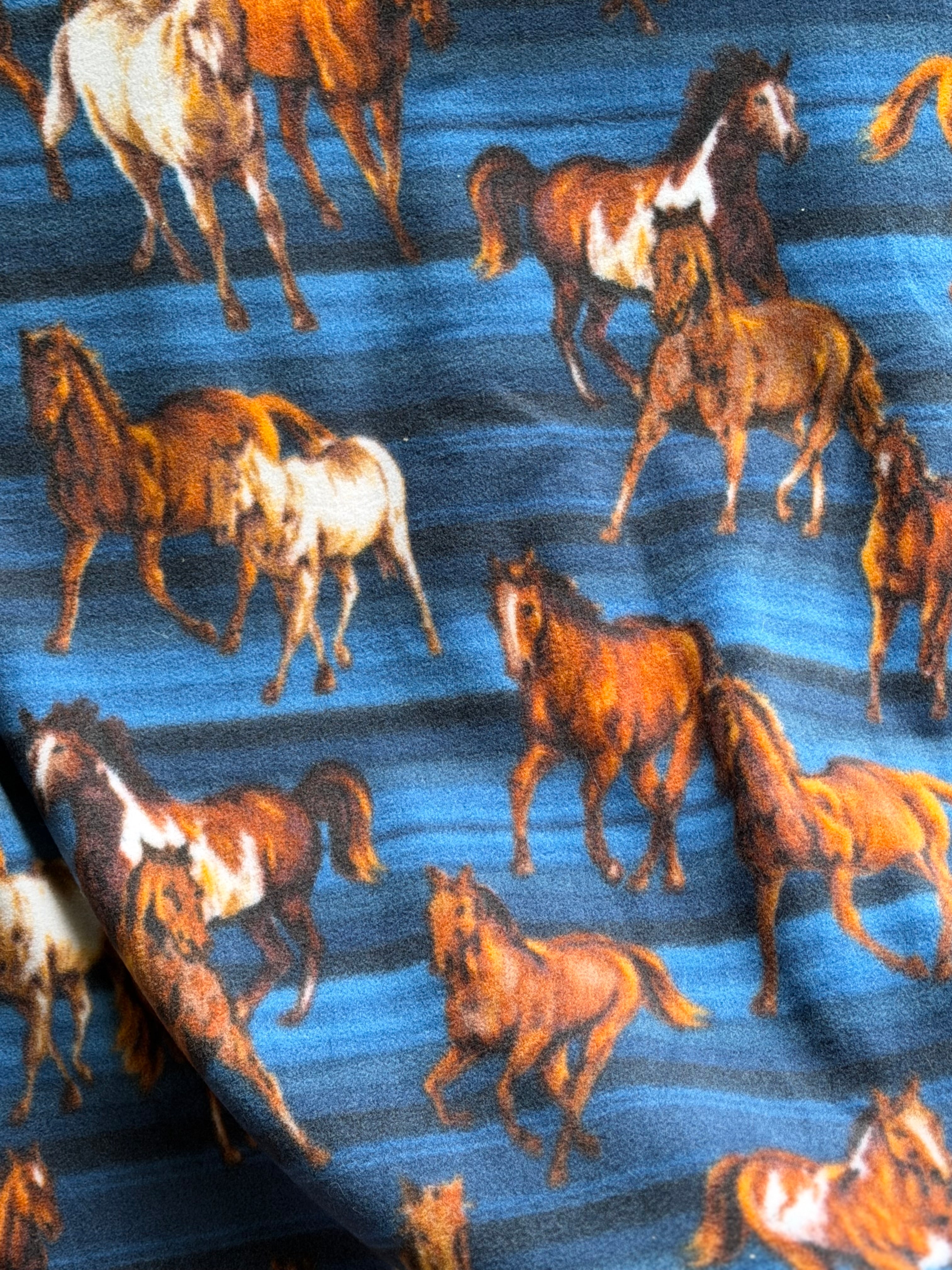 Crochet Edge Horse Fleece Blanket