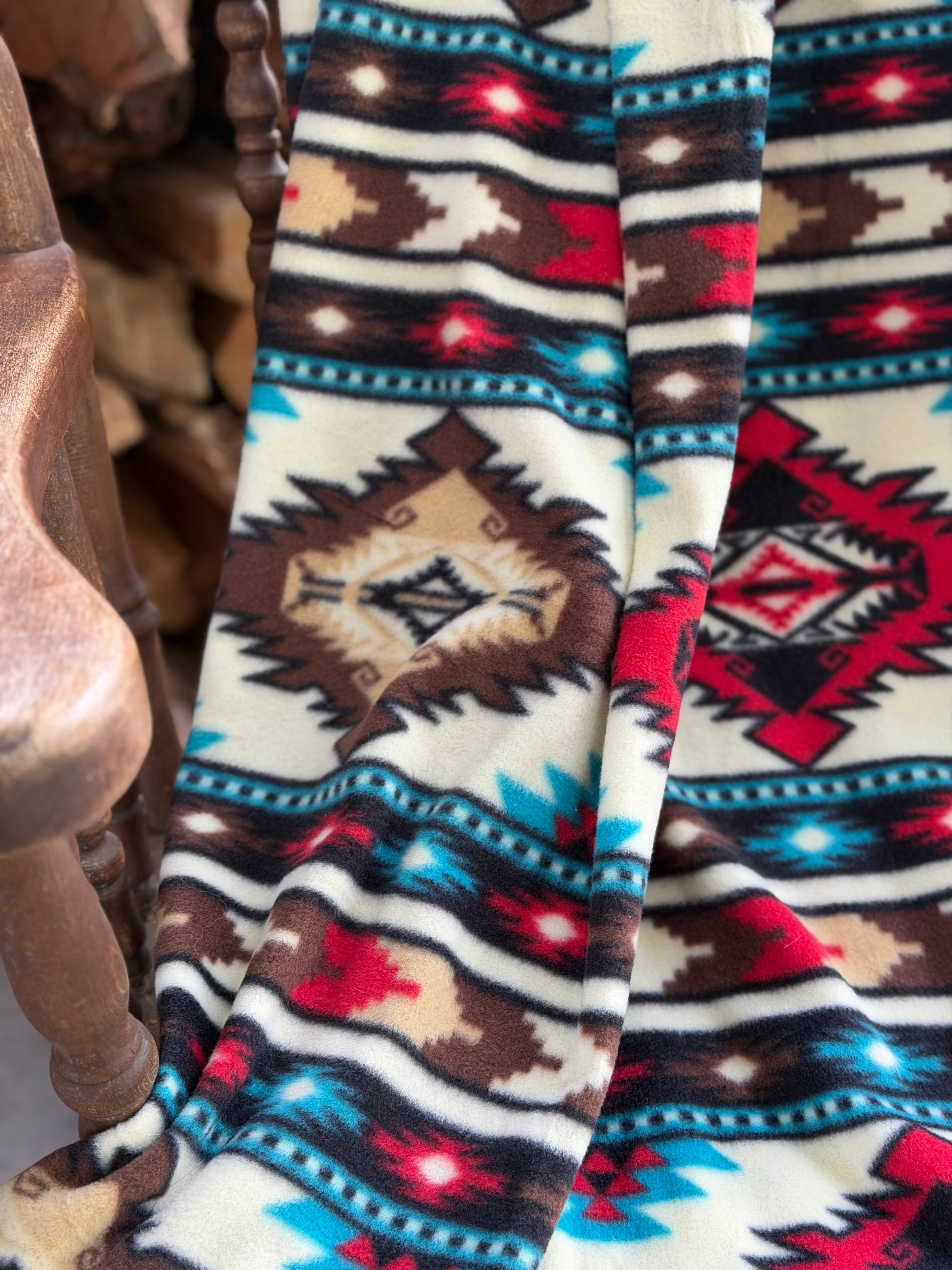 Crochet Edge Native Fleece Blanket