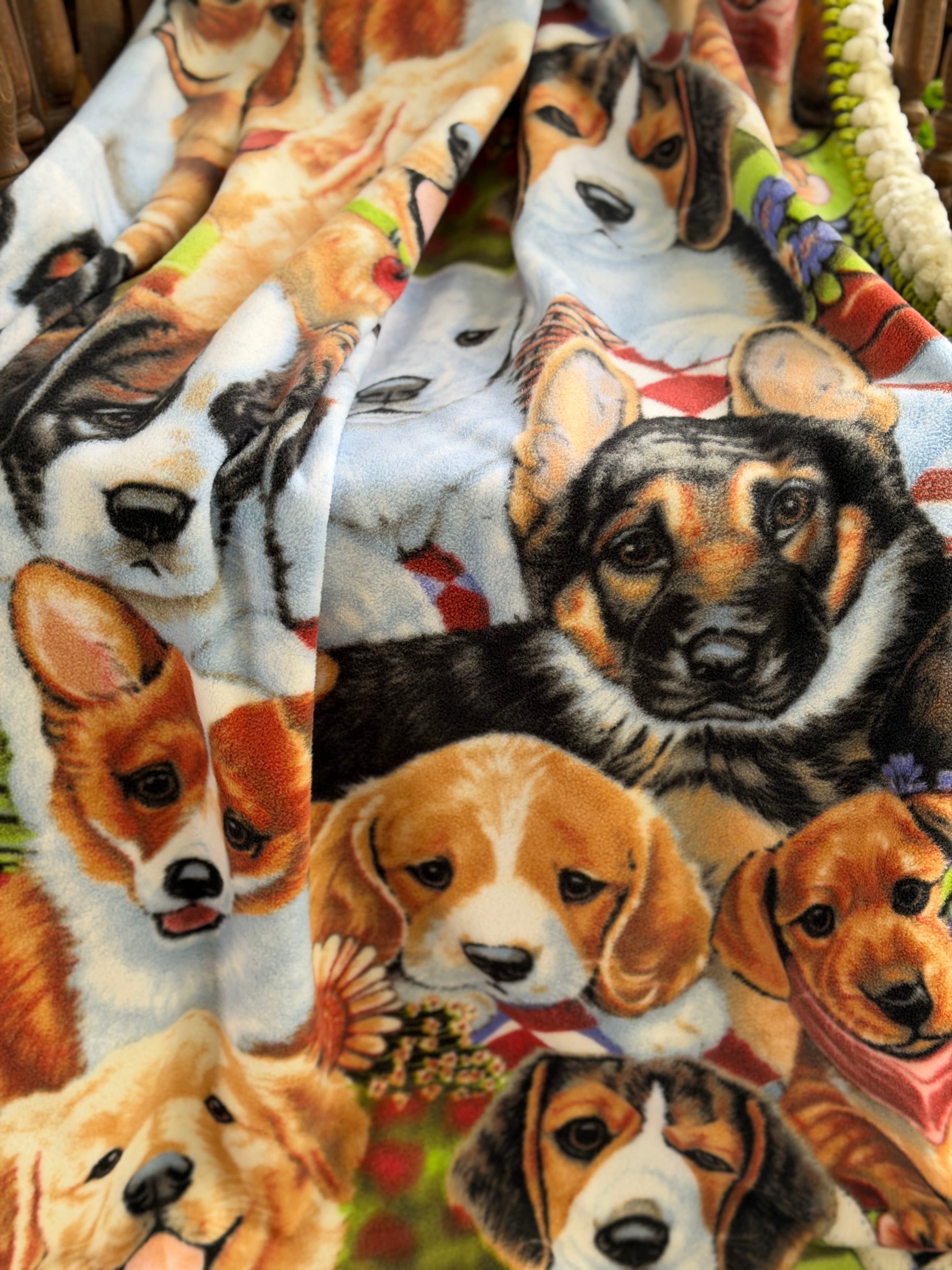 Crochet Edge Dog Fleece Blanket