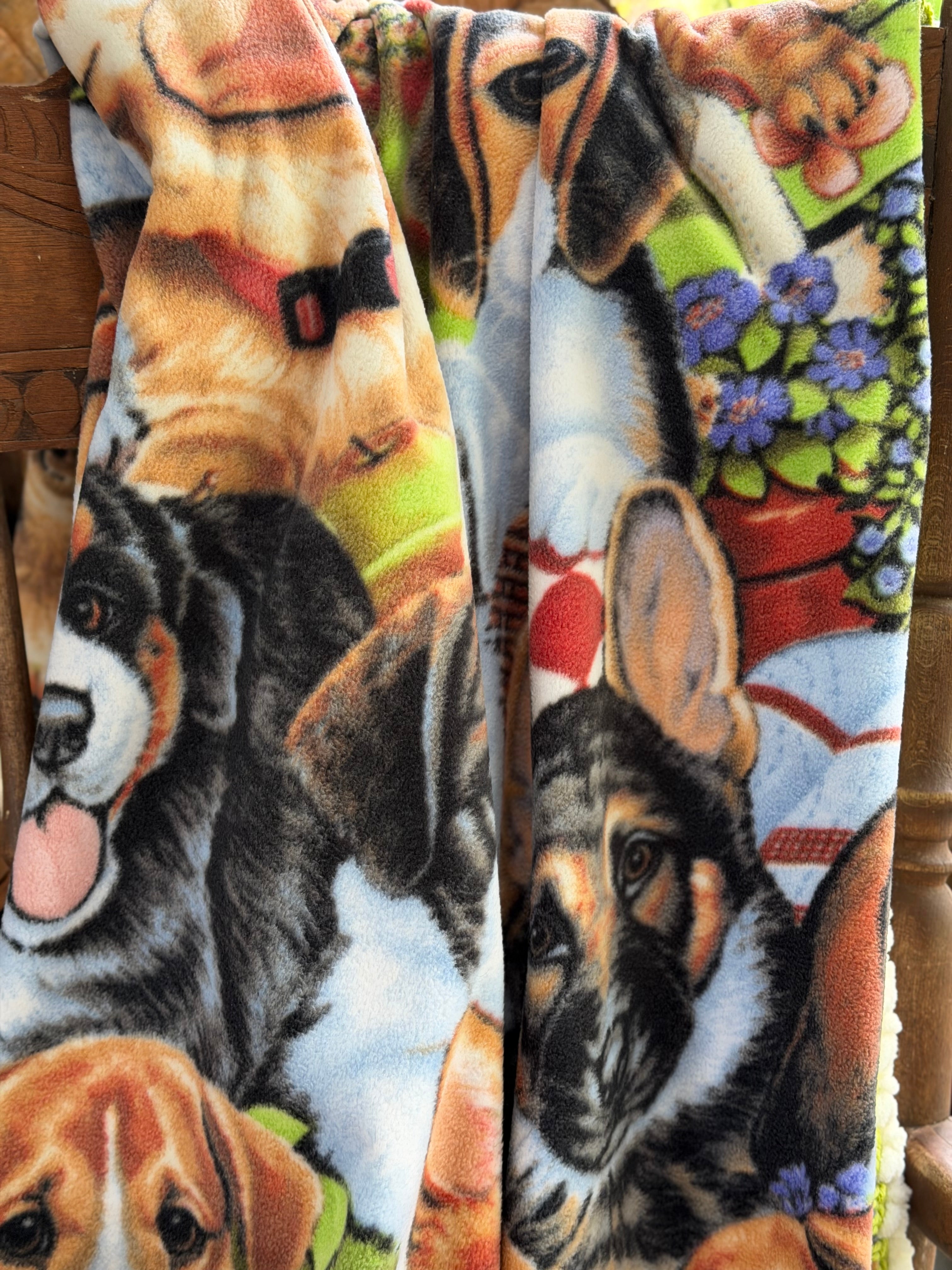 Crochet Edge Dog Fleece Blanket