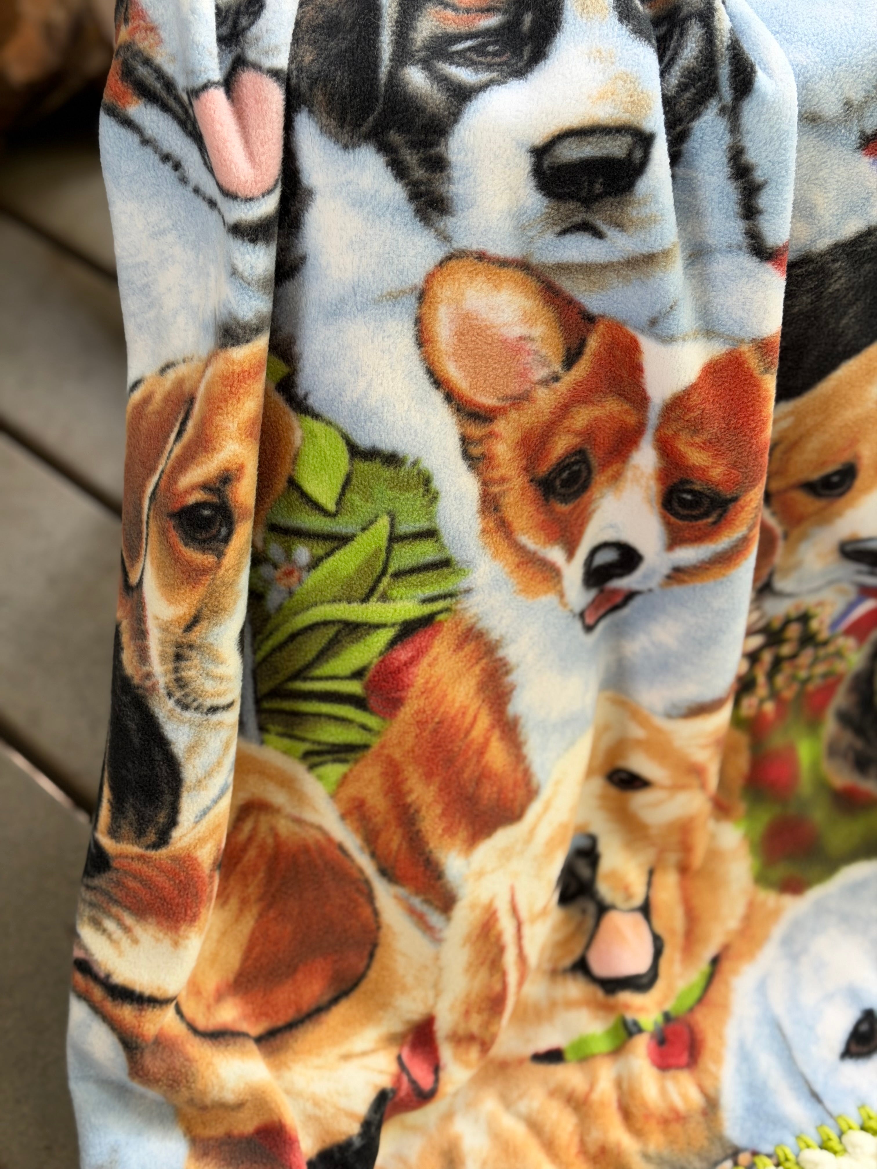 Crochet Edge Dog Fleece Blanket