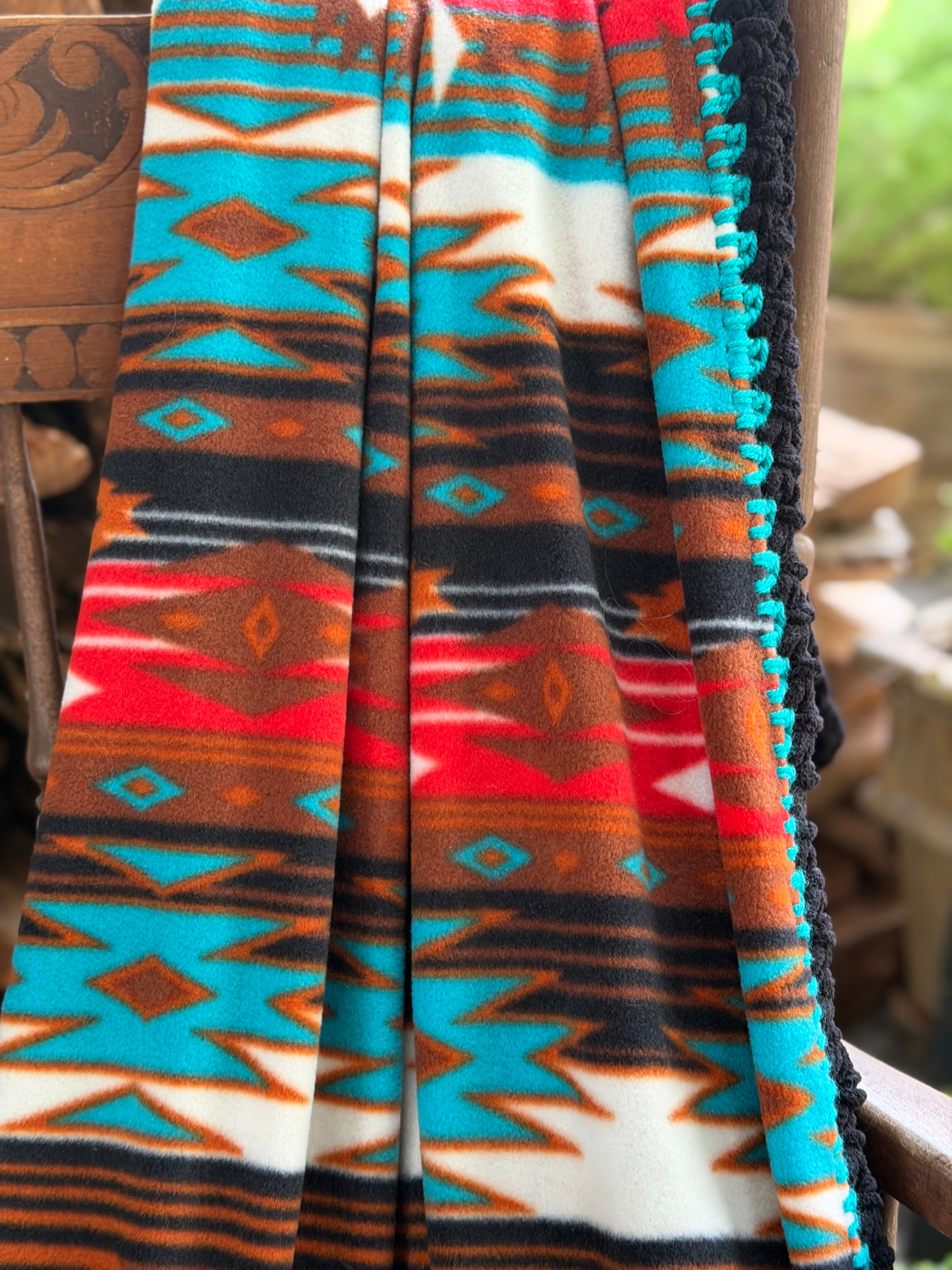 Crochet Edge Native Fleece Blanket