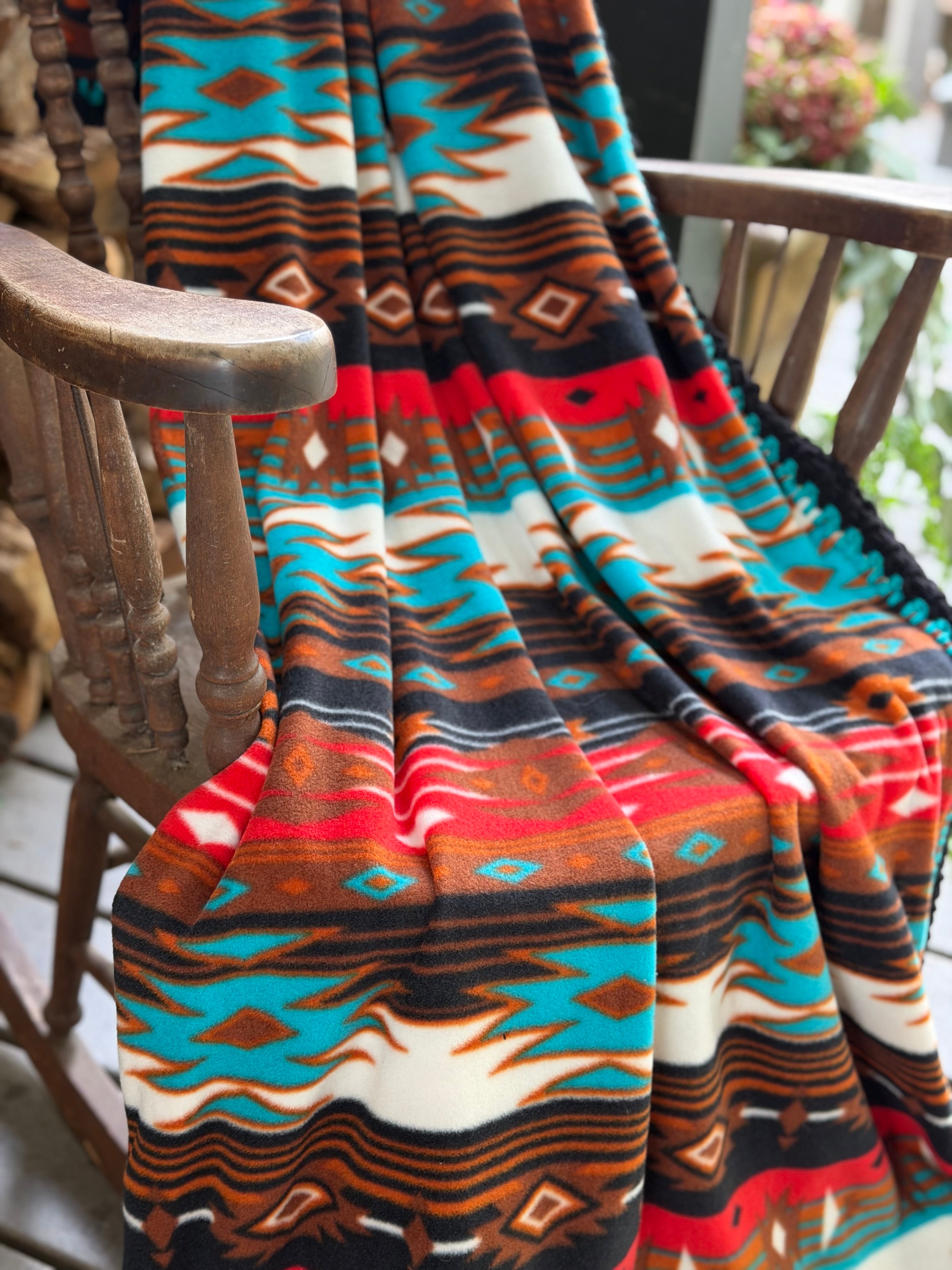Crochet Edge Native Fleece Blanket