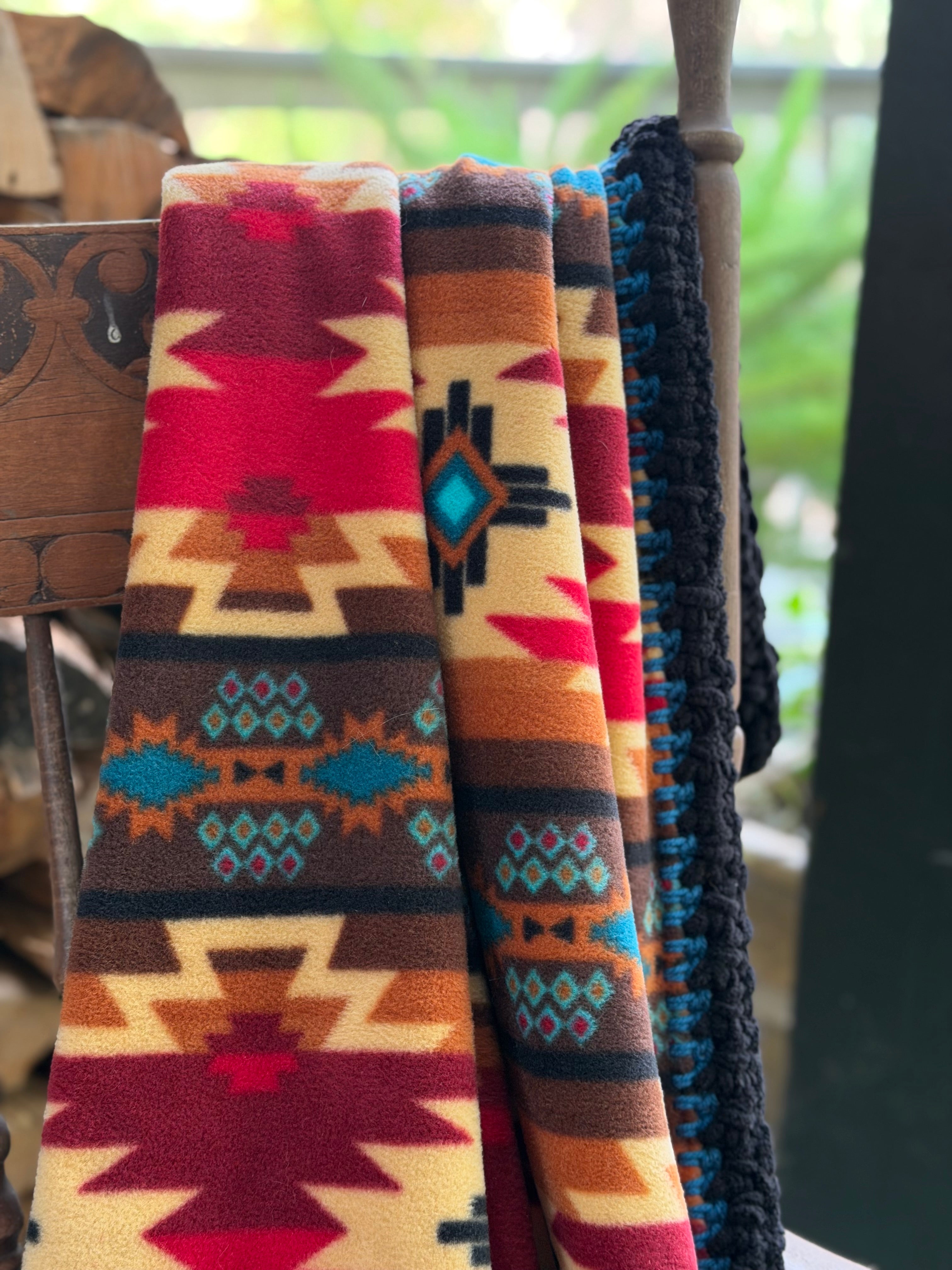 Crochet Edge Native Fleece Blanket