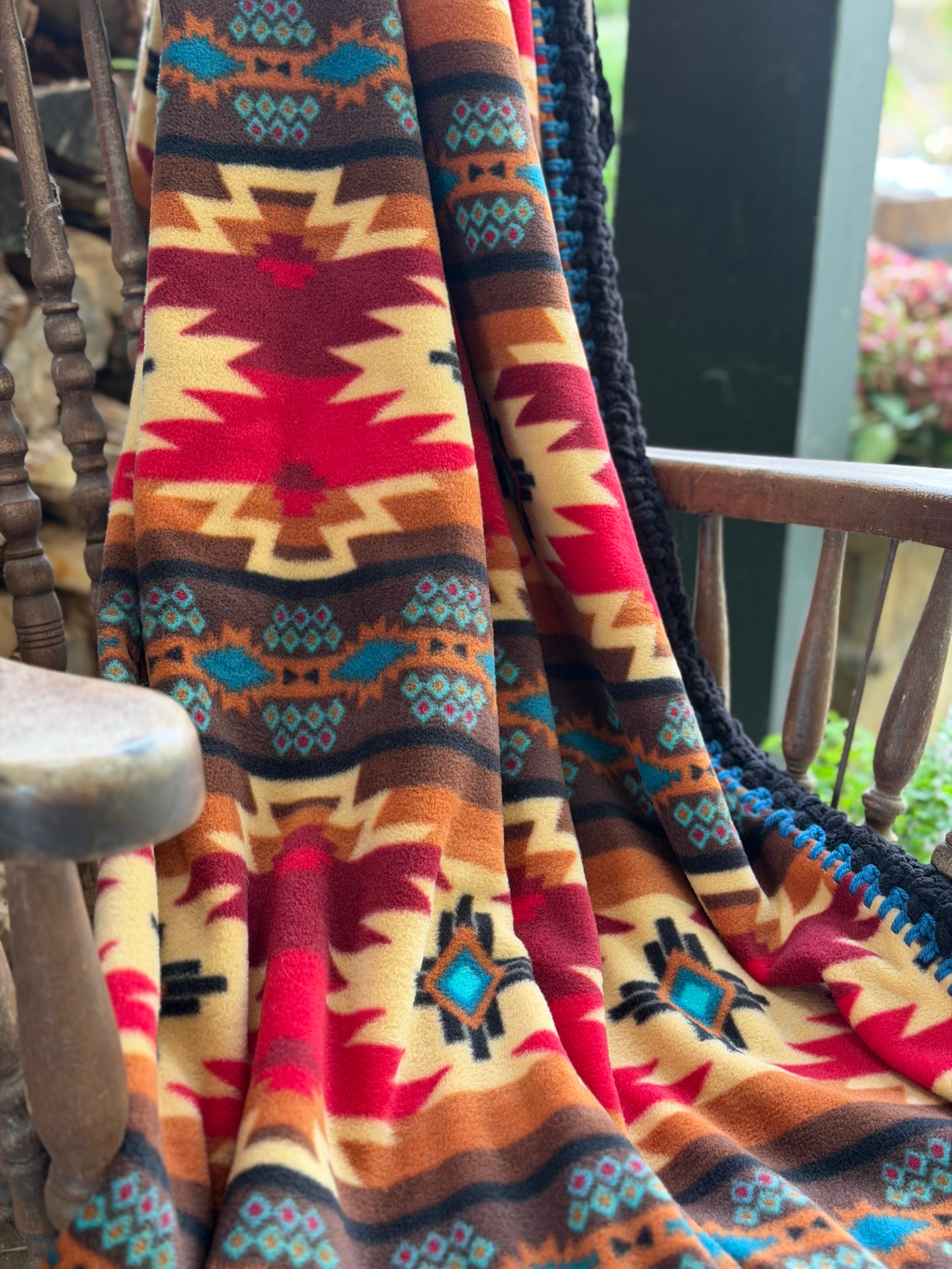 Crochet Edge Native Fleece Blanket