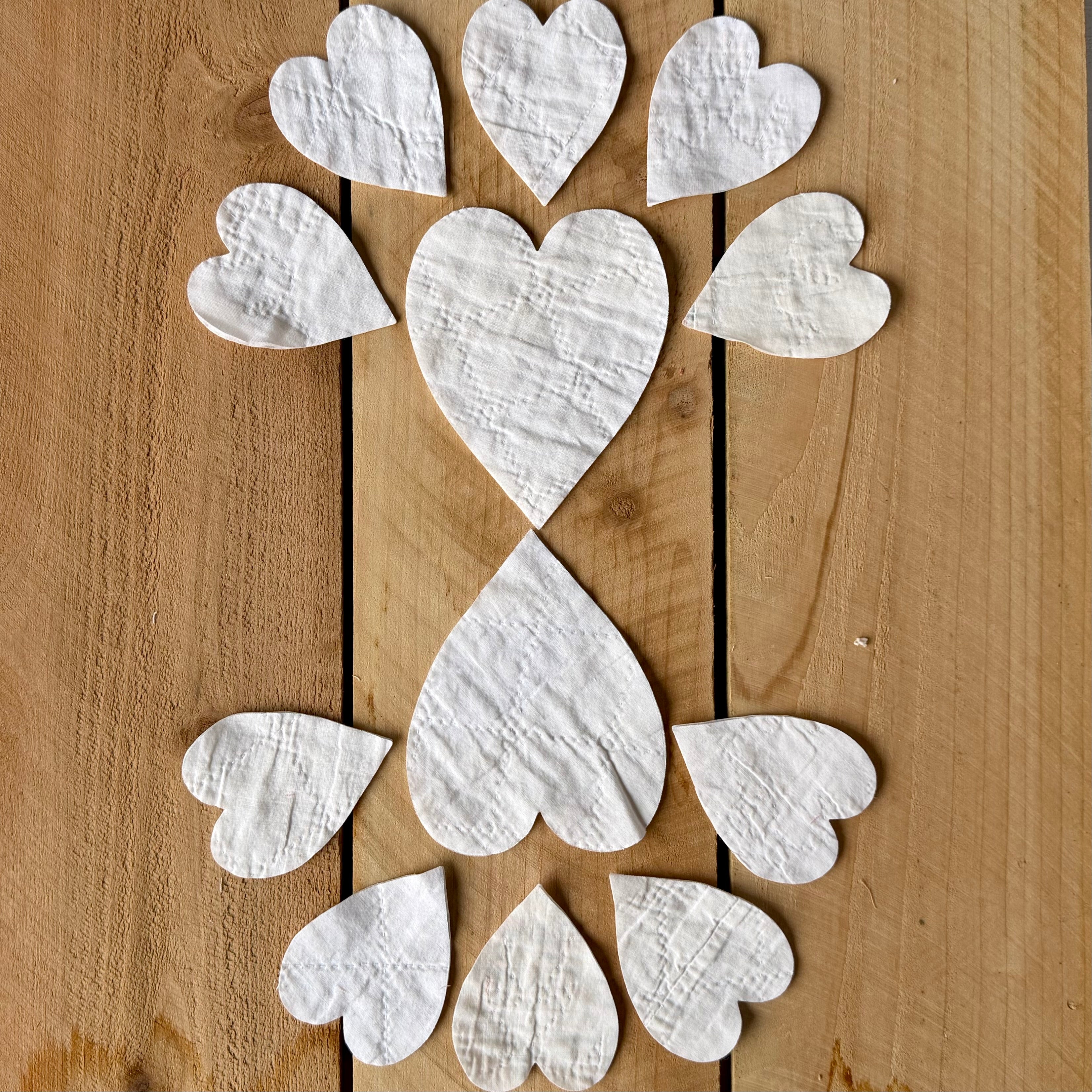 Heart Die Cuts from Vintage Quilt