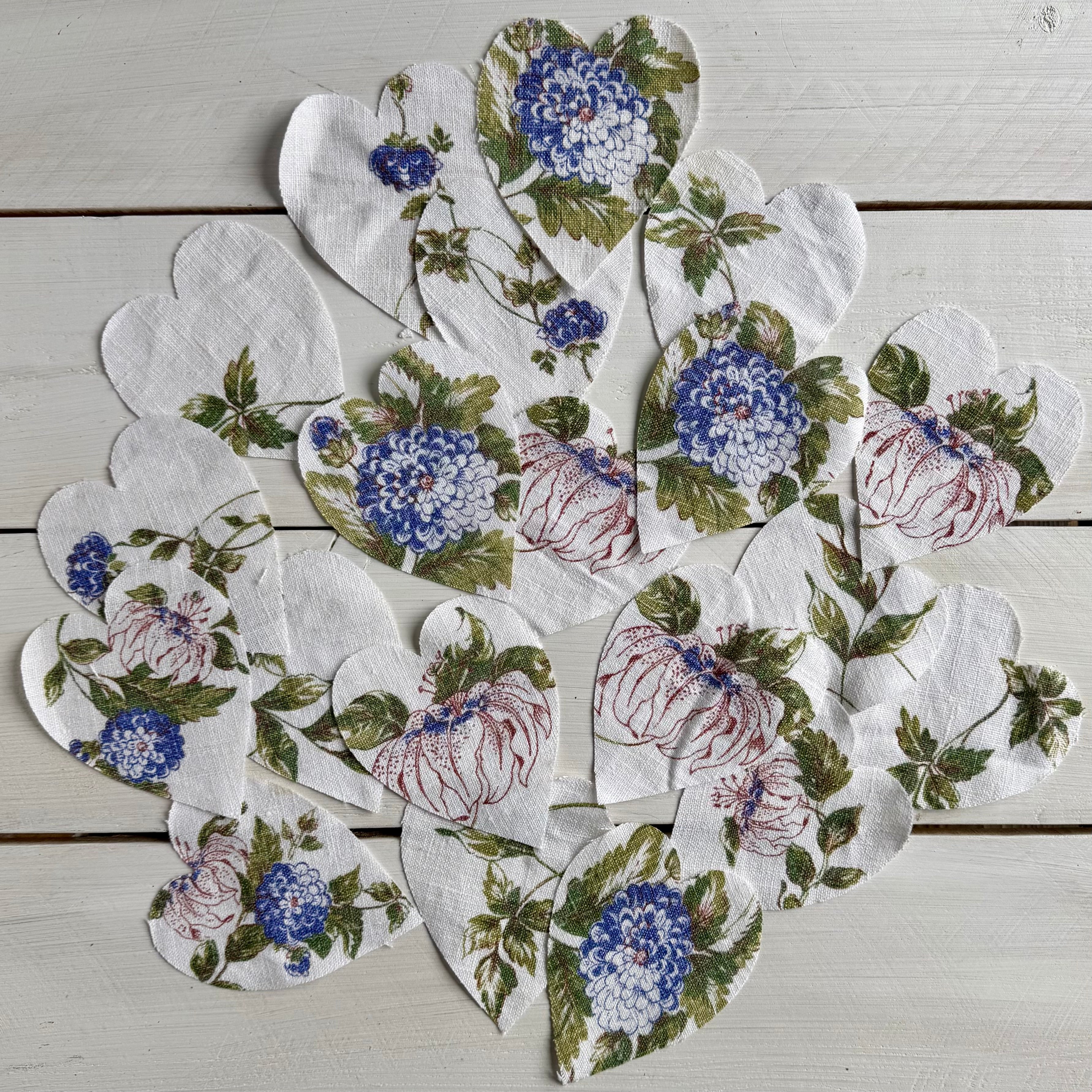 Heart Die Cuts from Vintage Linen