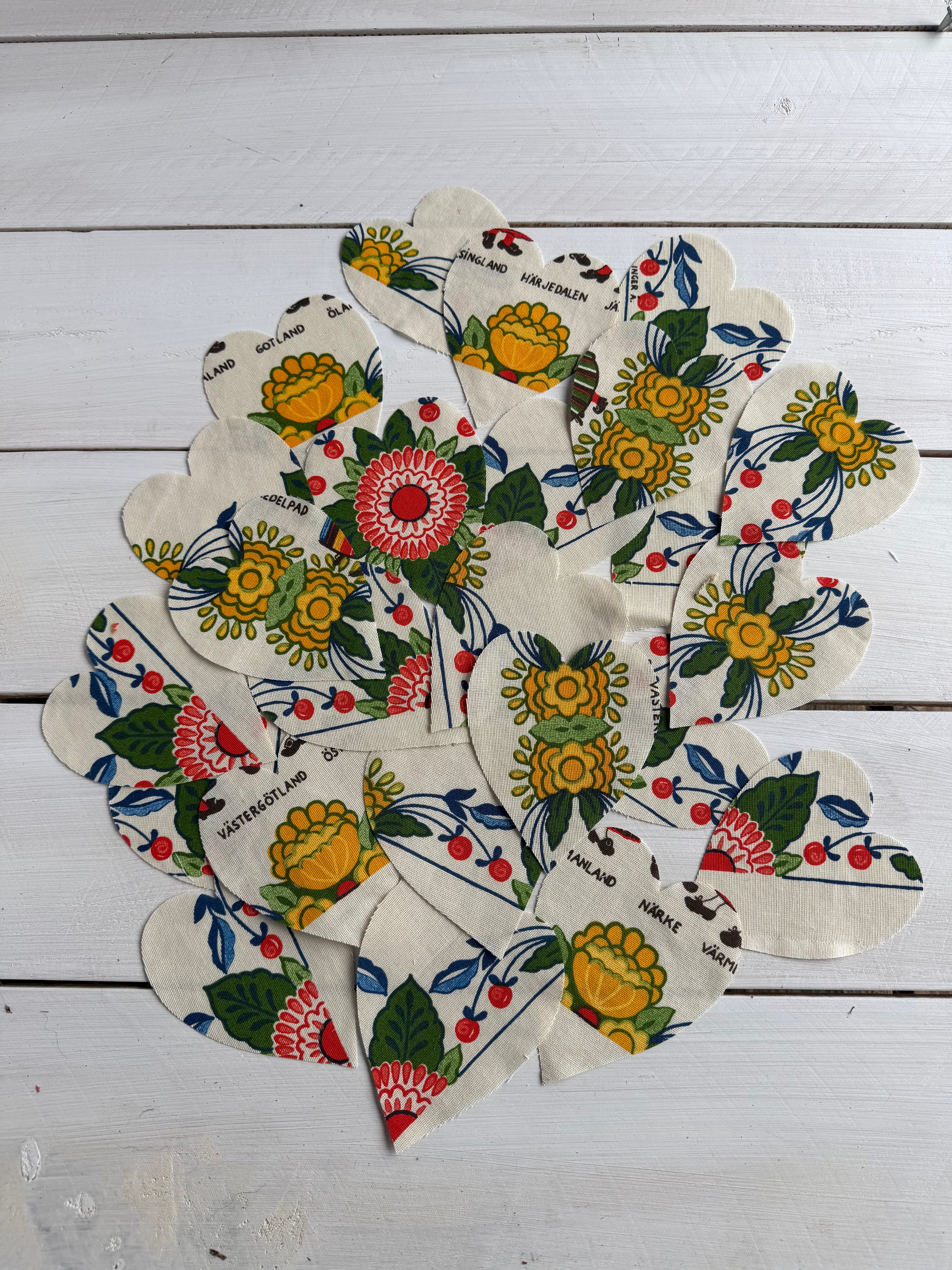 Heart Die Cuts from Vintage Linen
