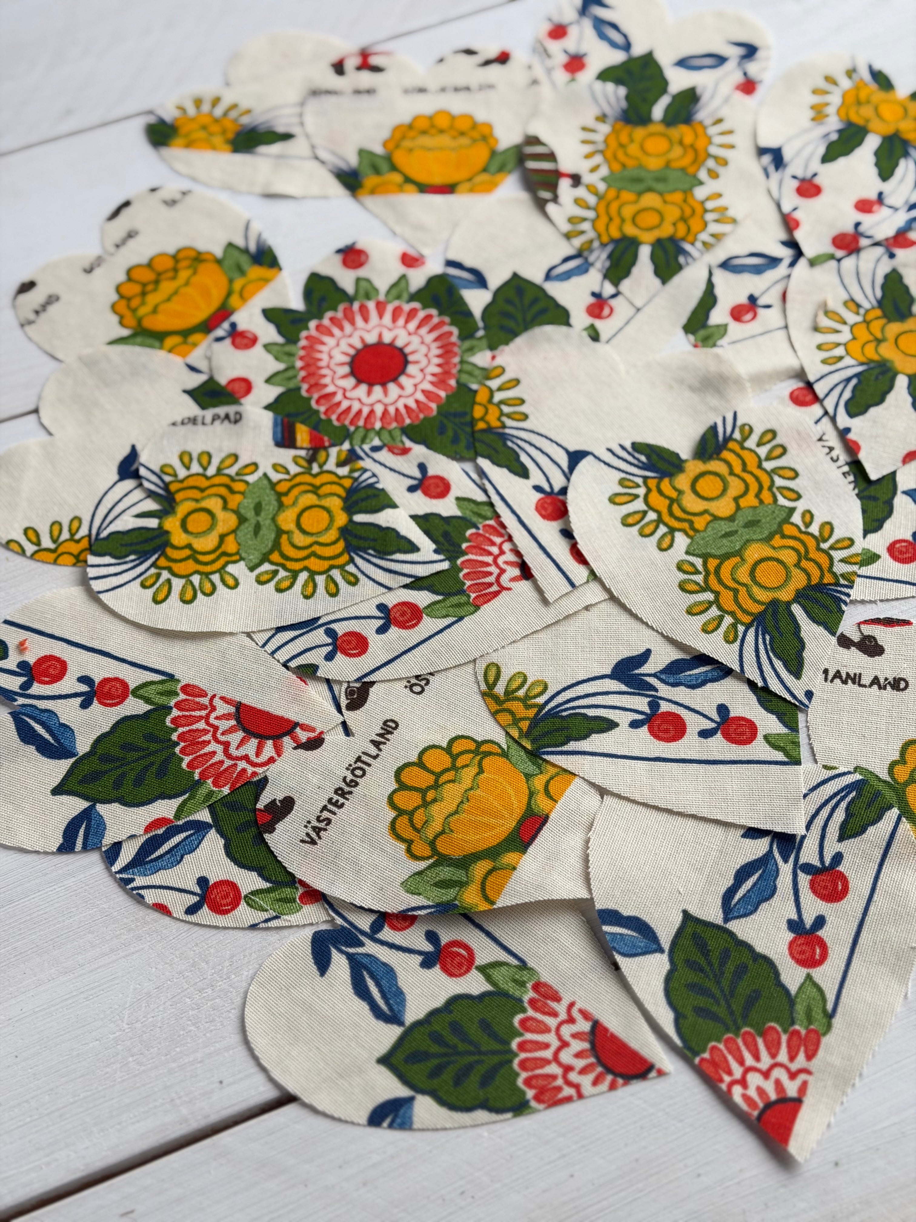 Heart Die Cuts from Vintage Linen