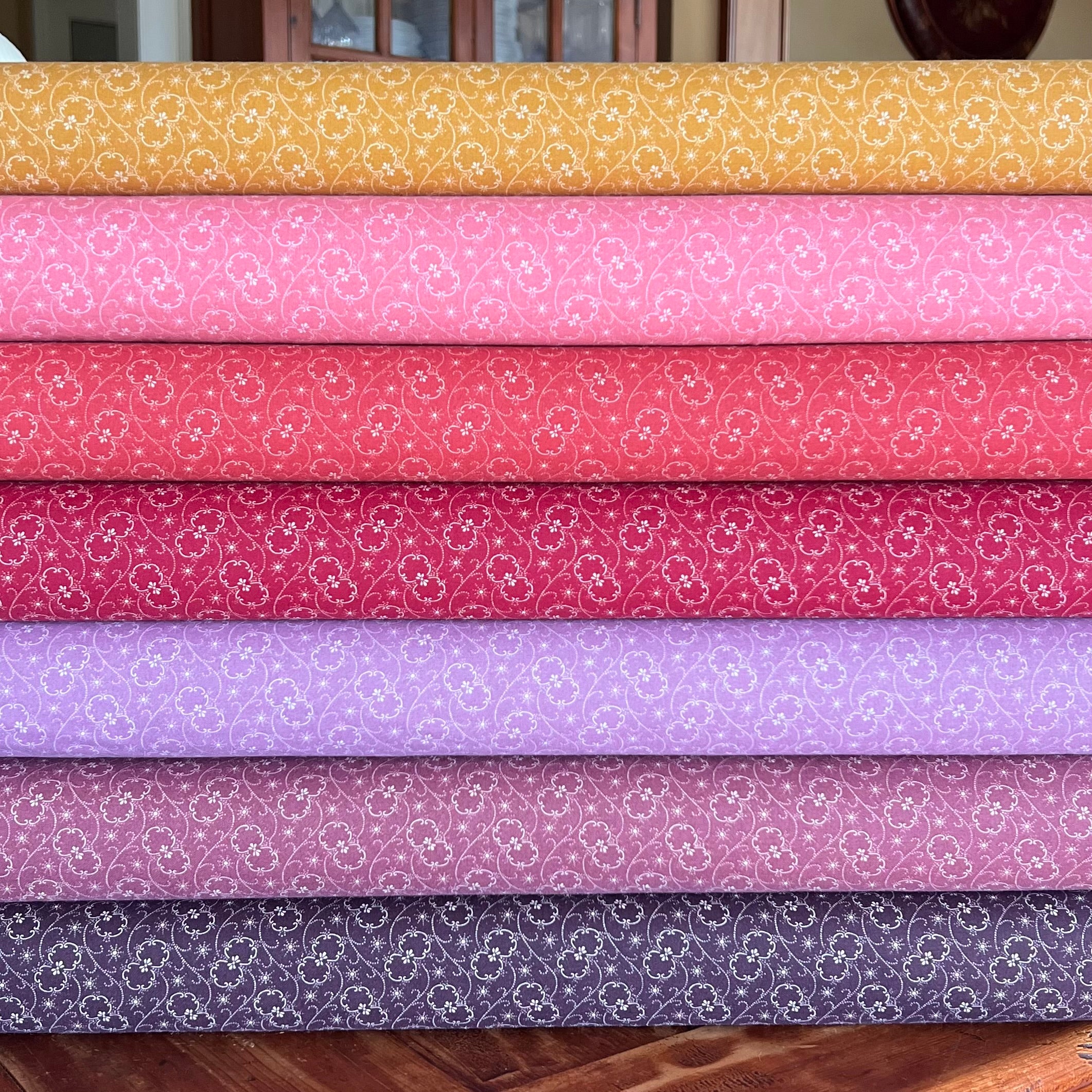 Antique Floral Calico Print Collection - Pink, Red, Purple, Yellow