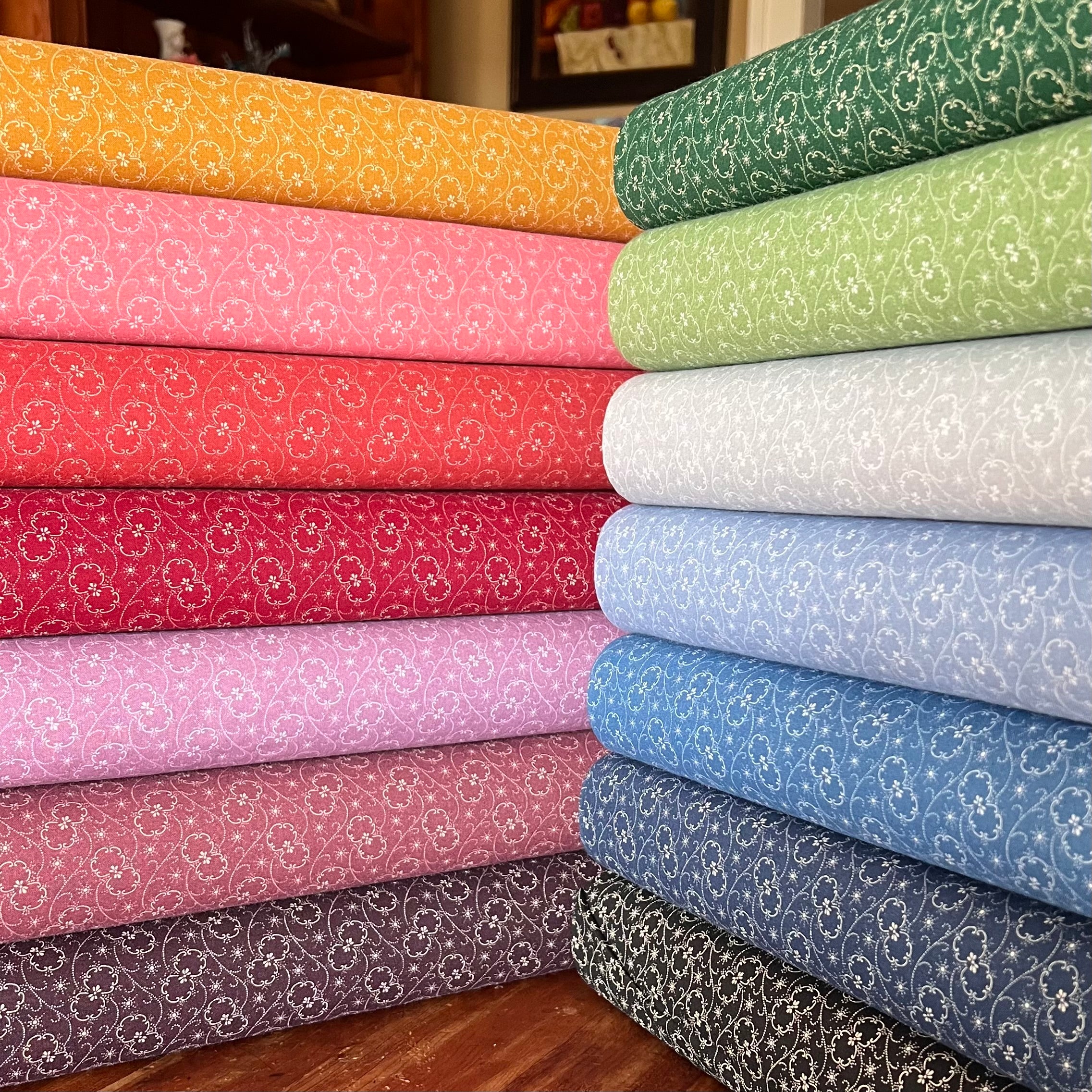 Antique Floral Calico Print Collection - Pink, Red, Purple, Yellow