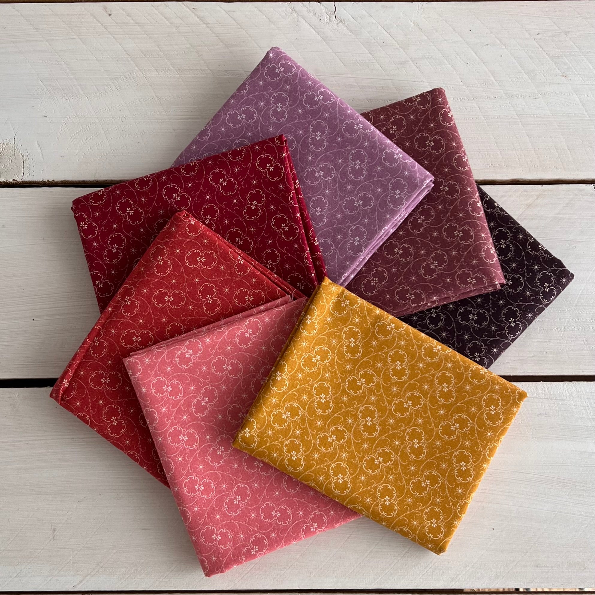 Antique Floral Calico Print Collection - Pink, Red, Purple, Yellow
