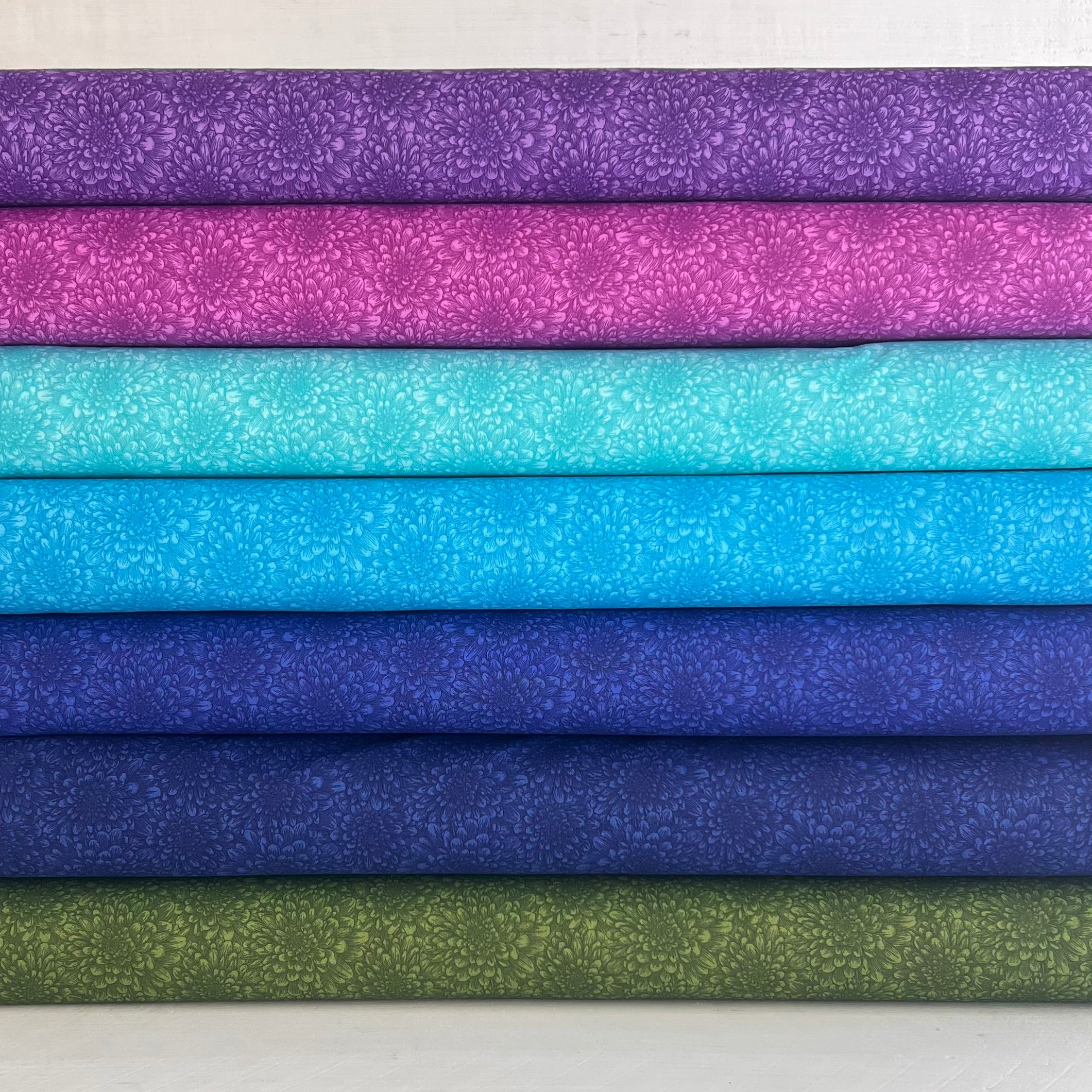 Dahlia Floral Collection - Red, Green, Purple