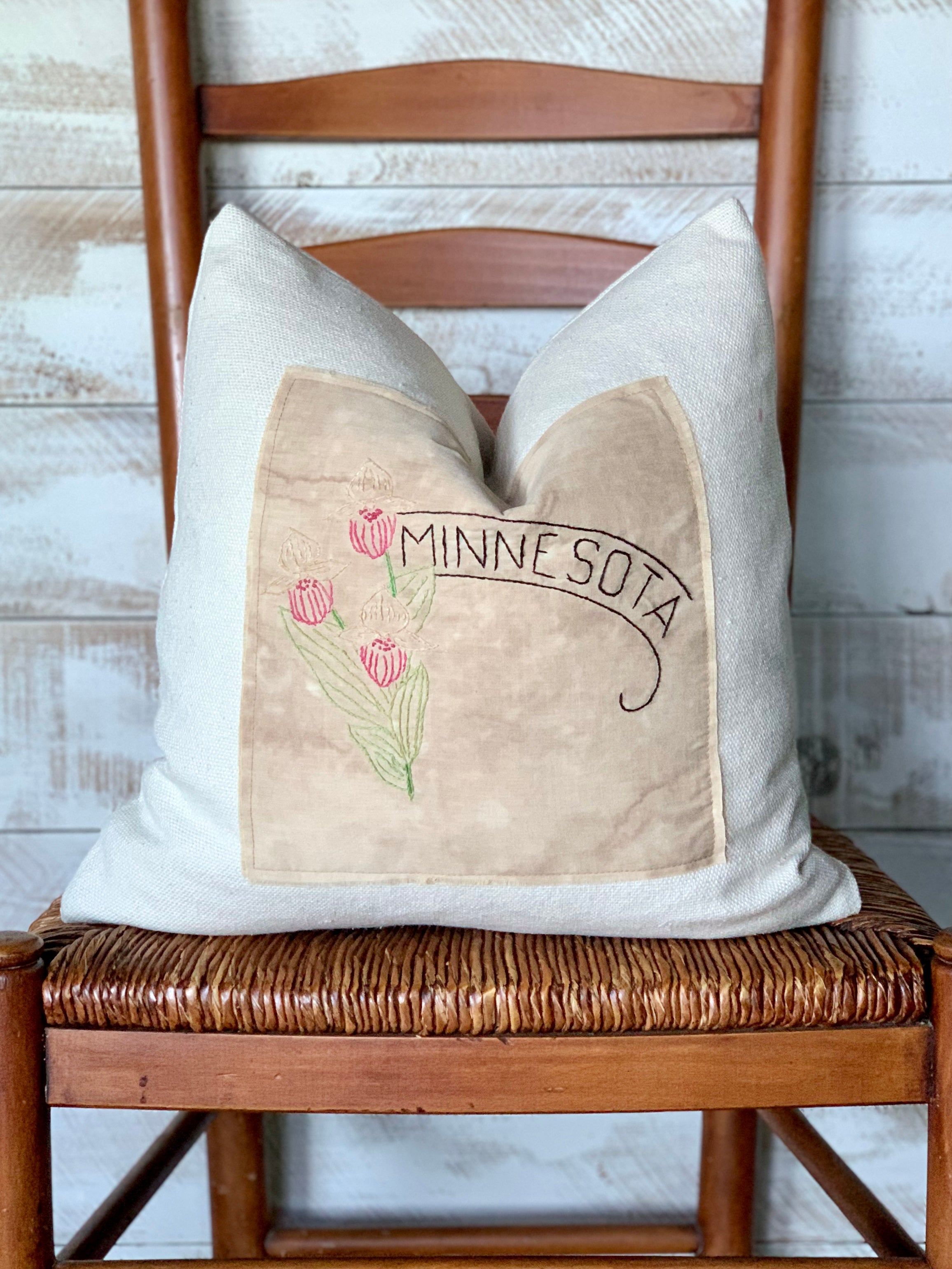 Minnesota State Pillow - Embroidered