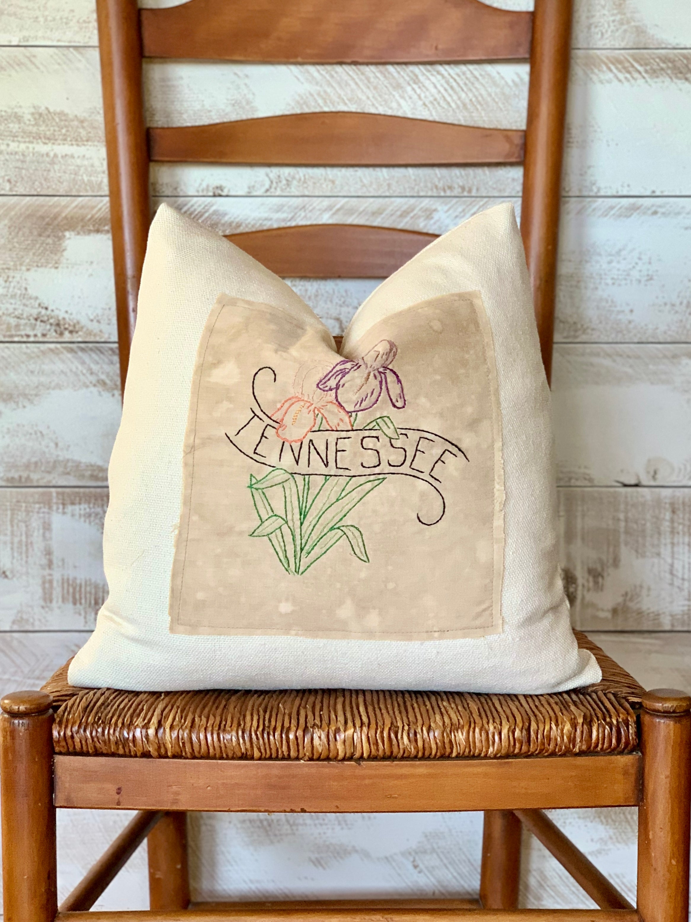 Tennessee State Pillow - Embroidered