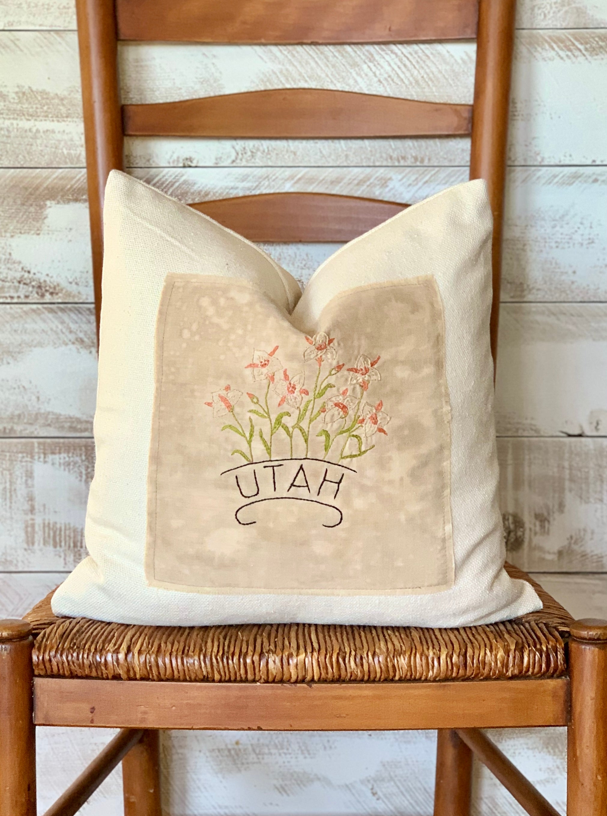 Utah State Pillow - Embroidered