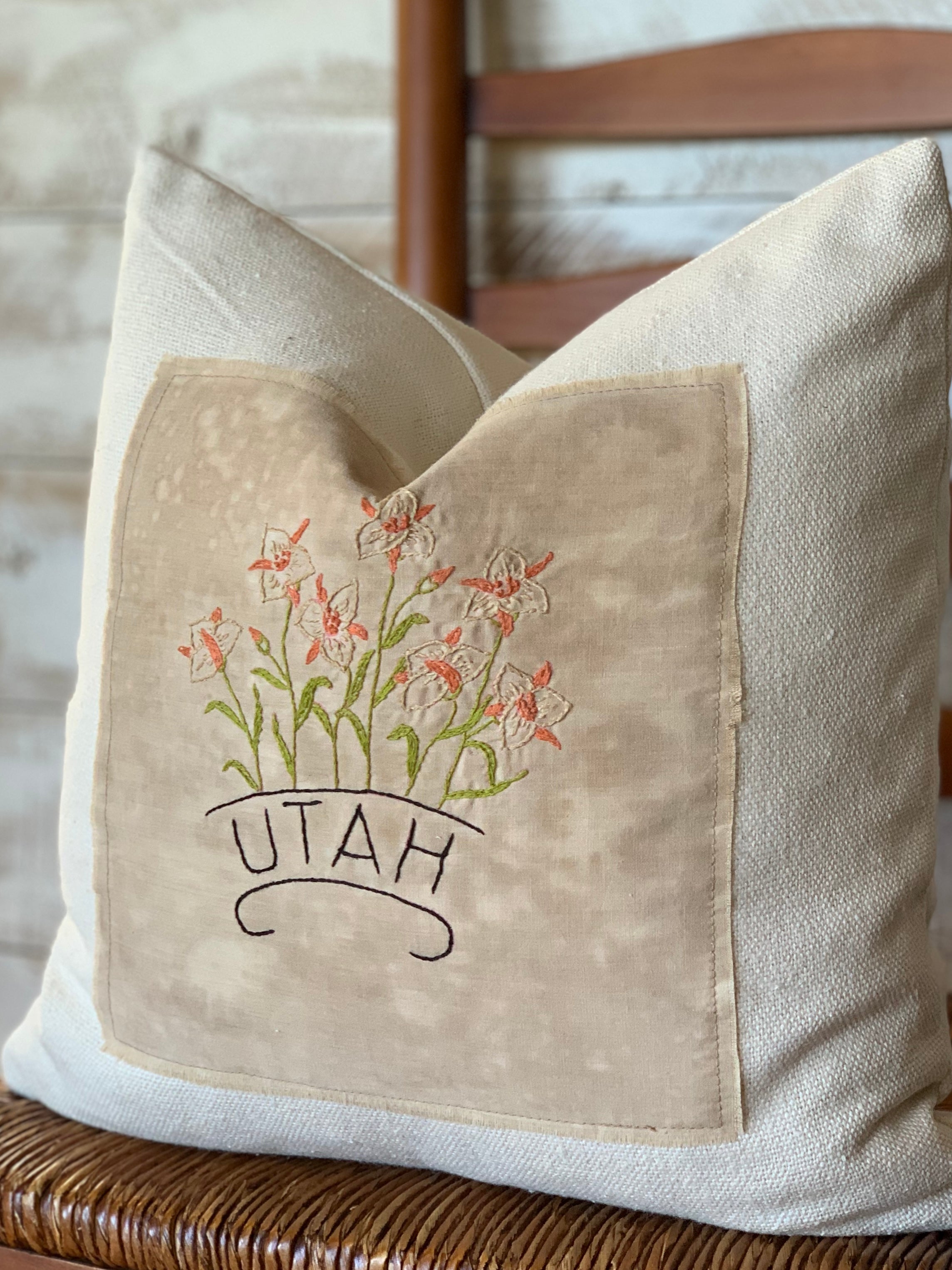 Utah State Pillow - Embroidered