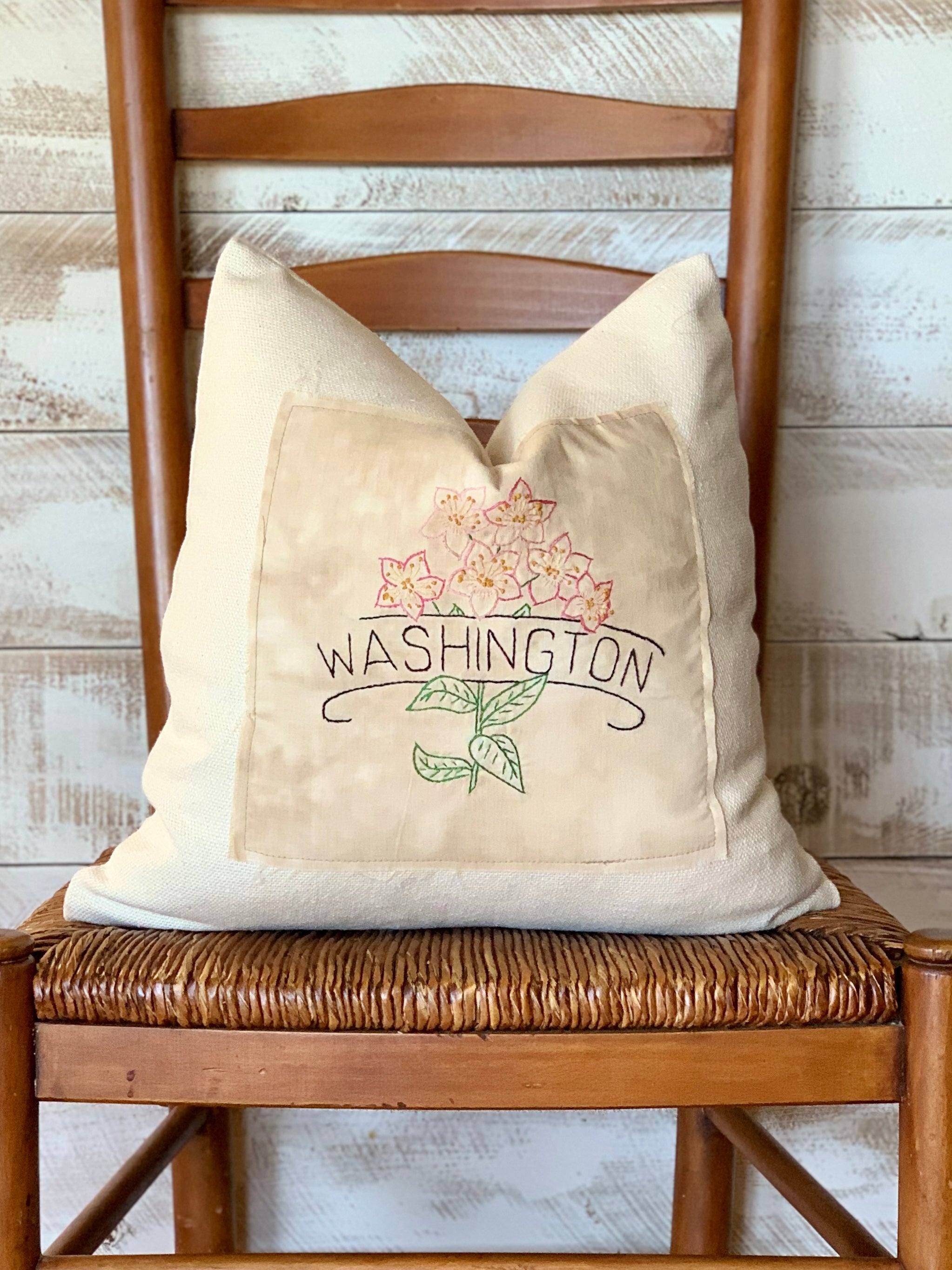 Washington State Pillow - Embroidered