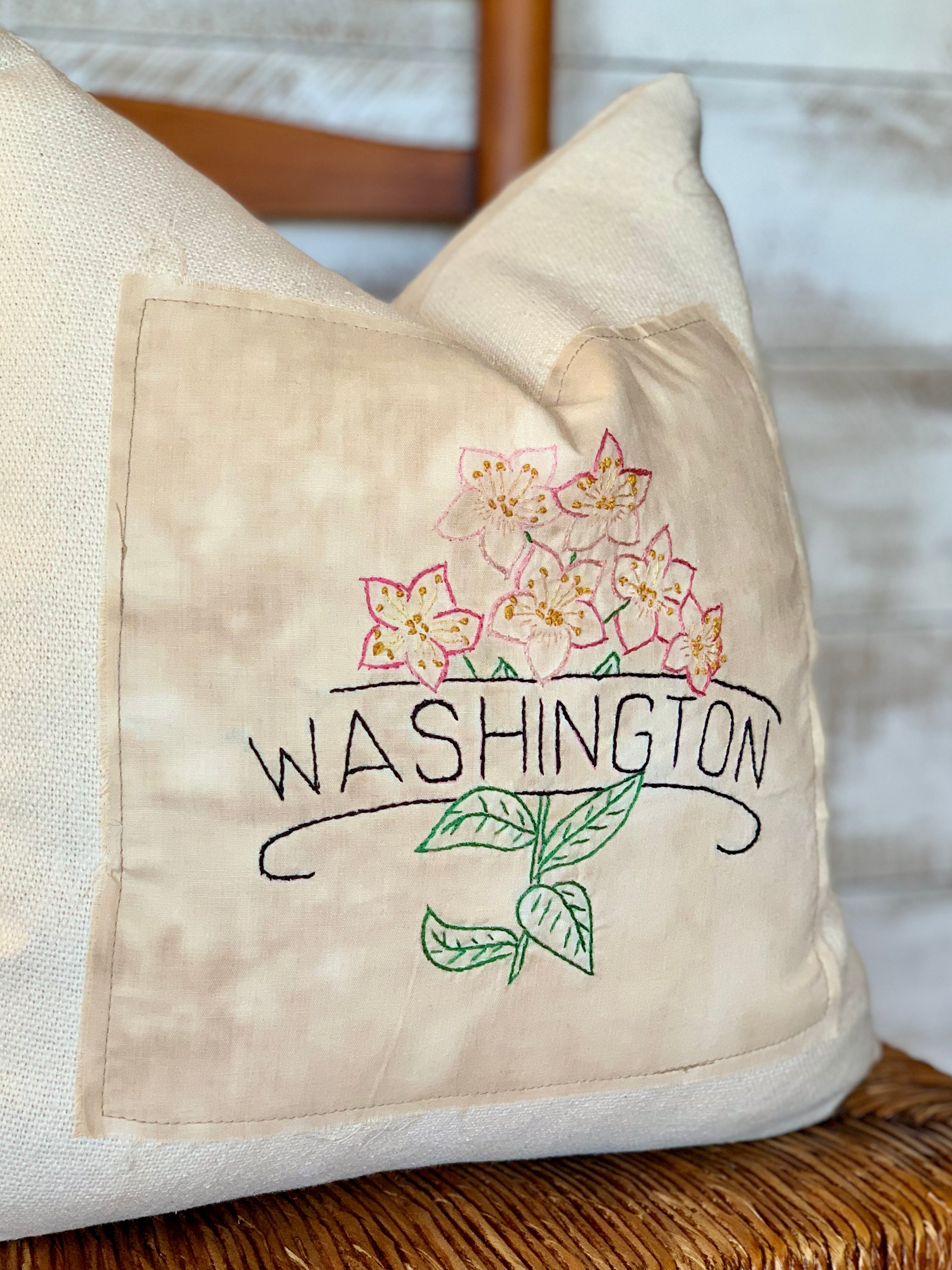 Washington State Pillow - Embroidered