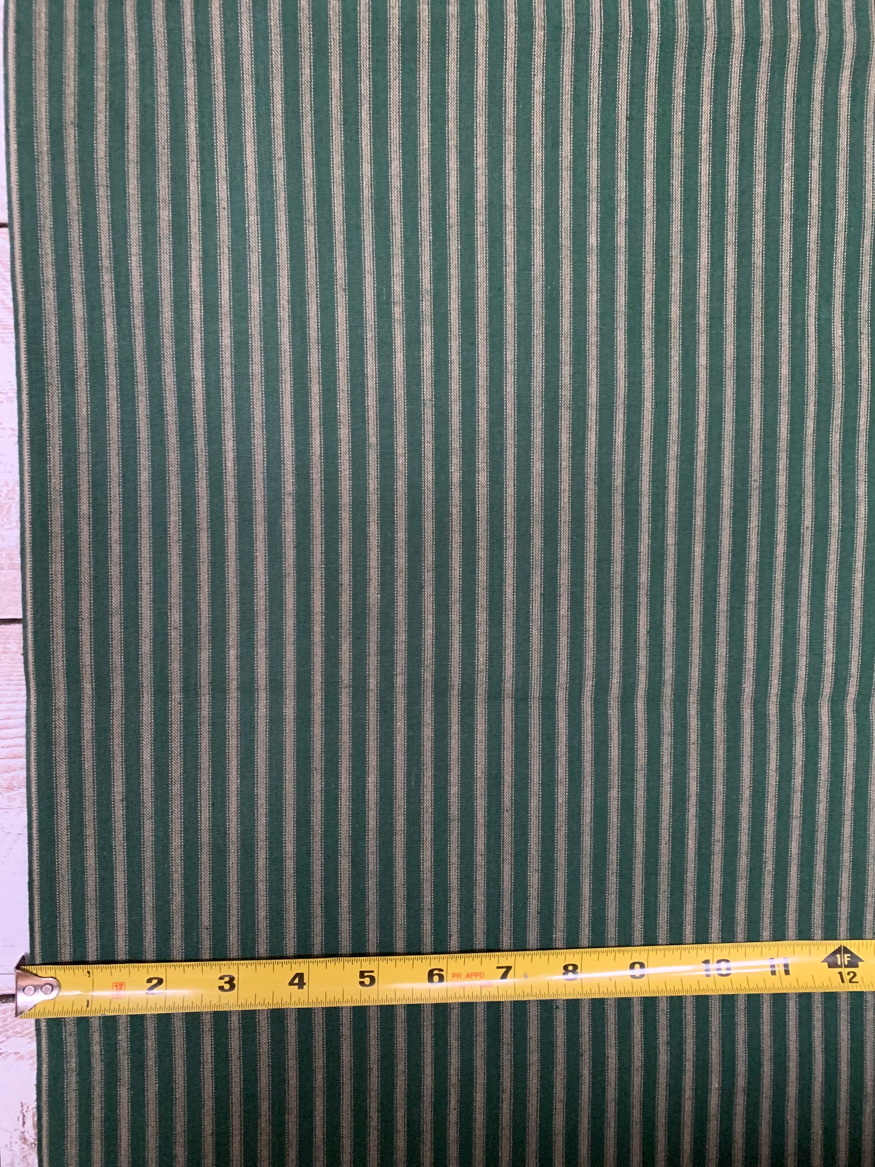 Green and Beige Stripe - Homespun Fabric - 47