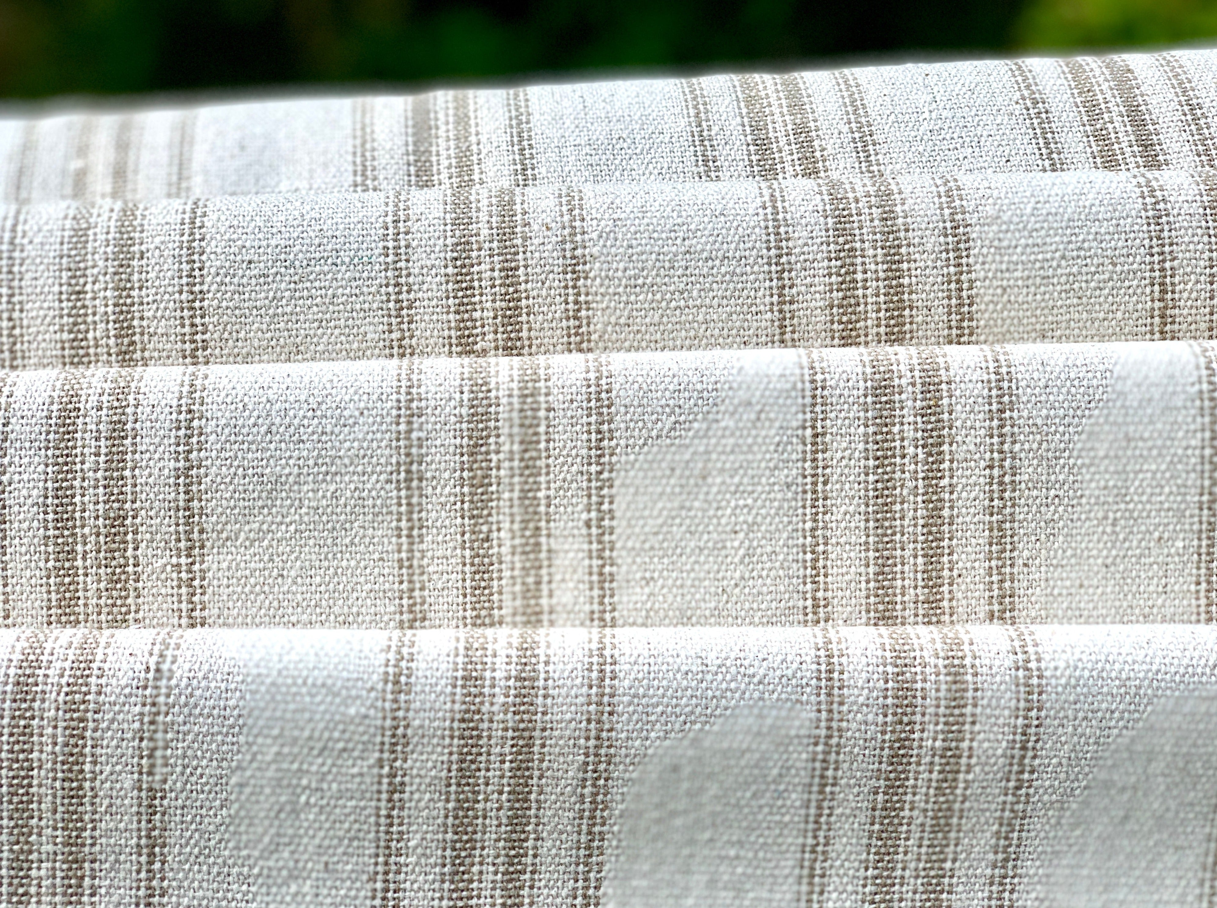 Grain Sack Fabric - Tan Multi Stripes on Cream