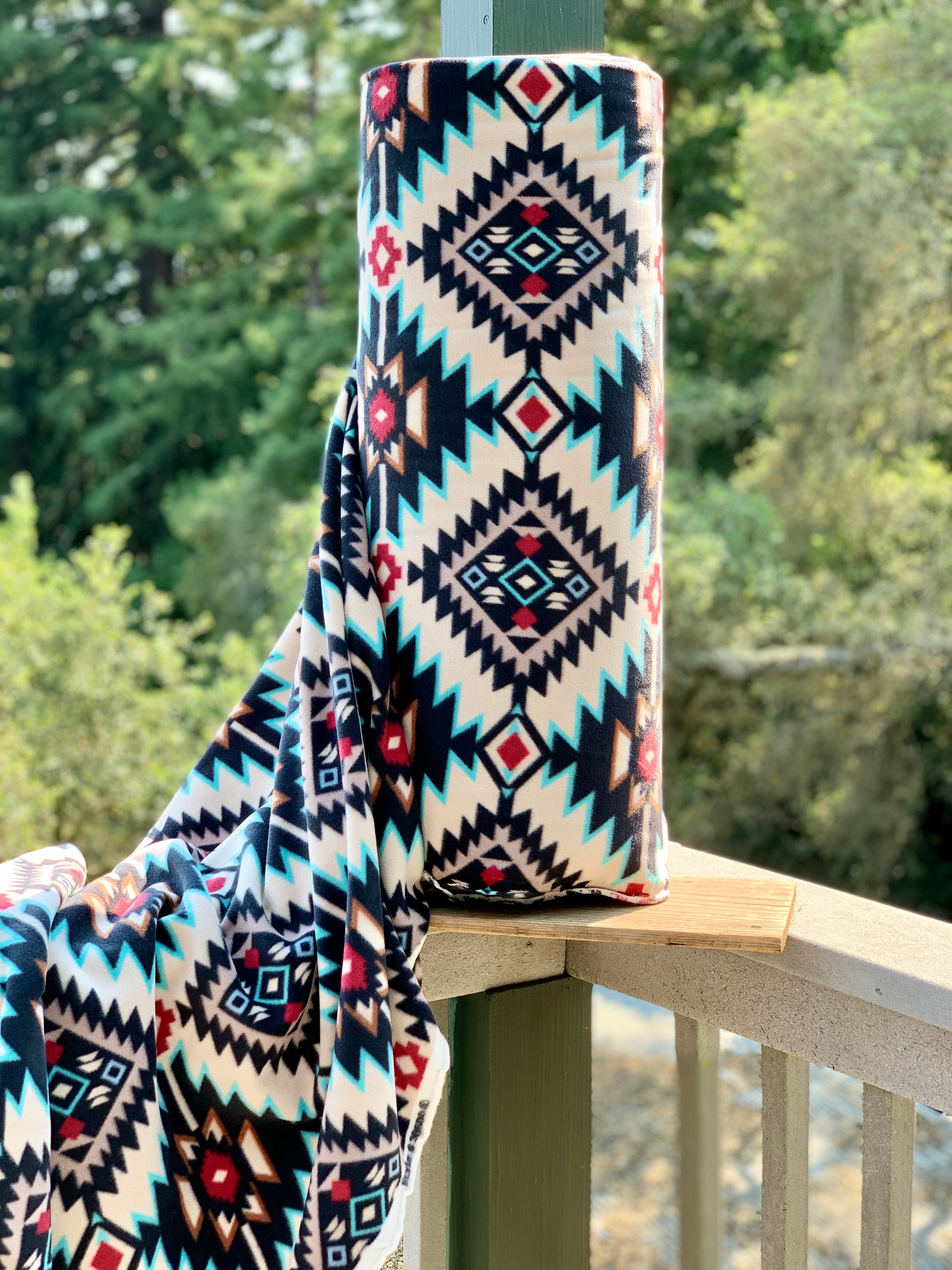Tribal Winter Fleece - Shadow Diamond Turquoise - 36500-1