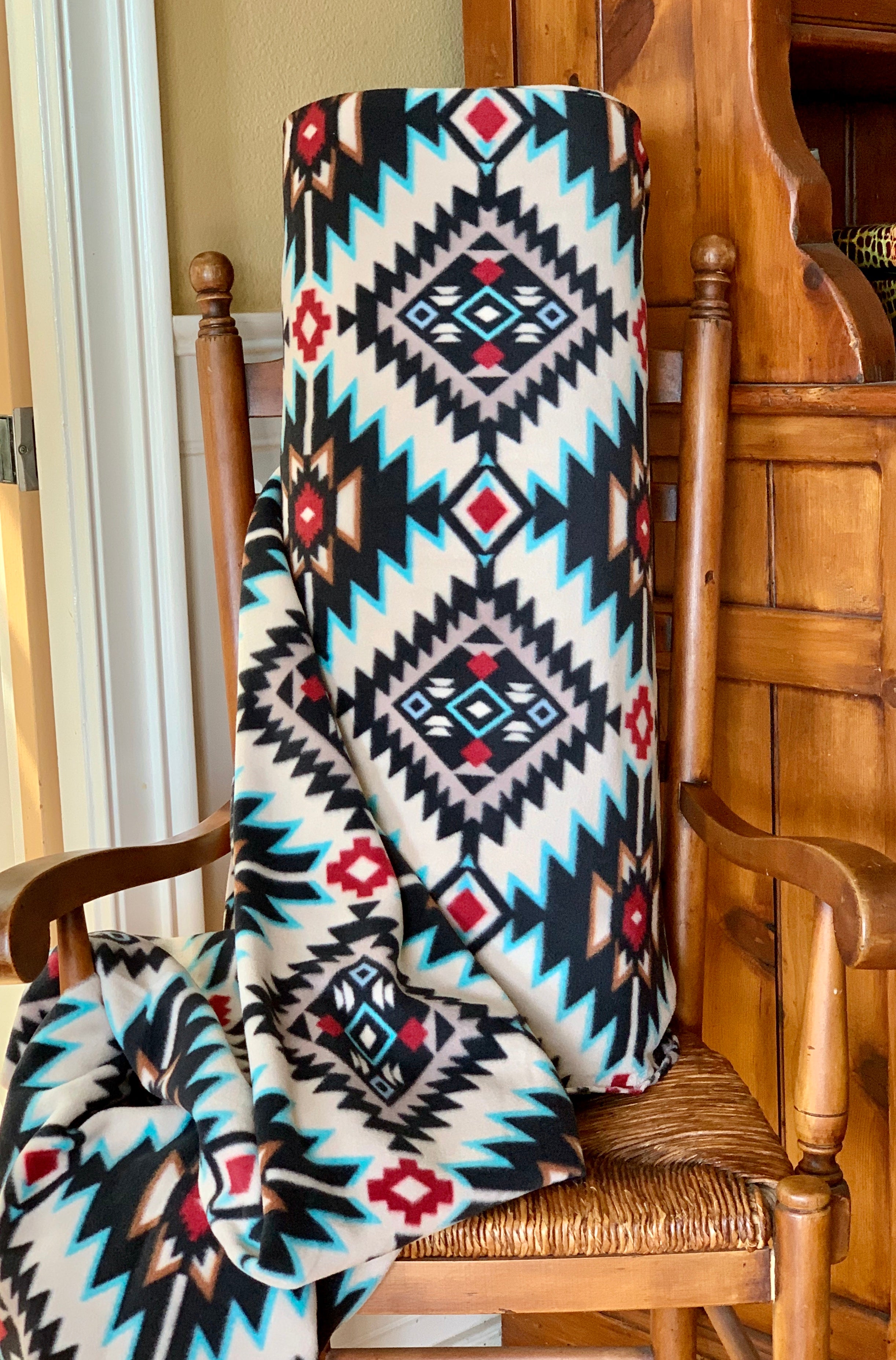 Tribal Winter Fleece - Shadow Diamond Turquoise - 36500-1