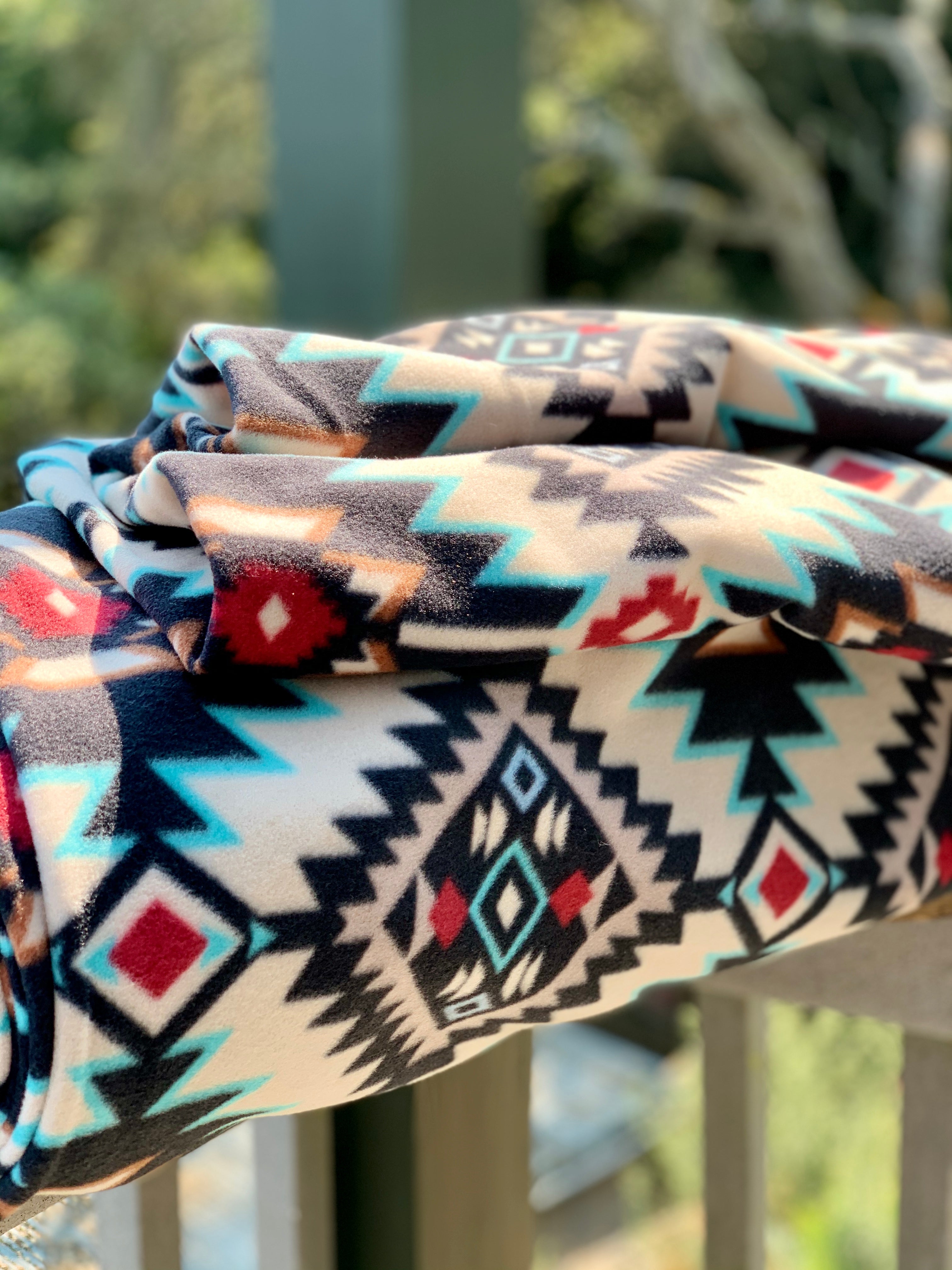 Tribal Winter Fleece - Shadow Diamond Turquoise - 36500-1
