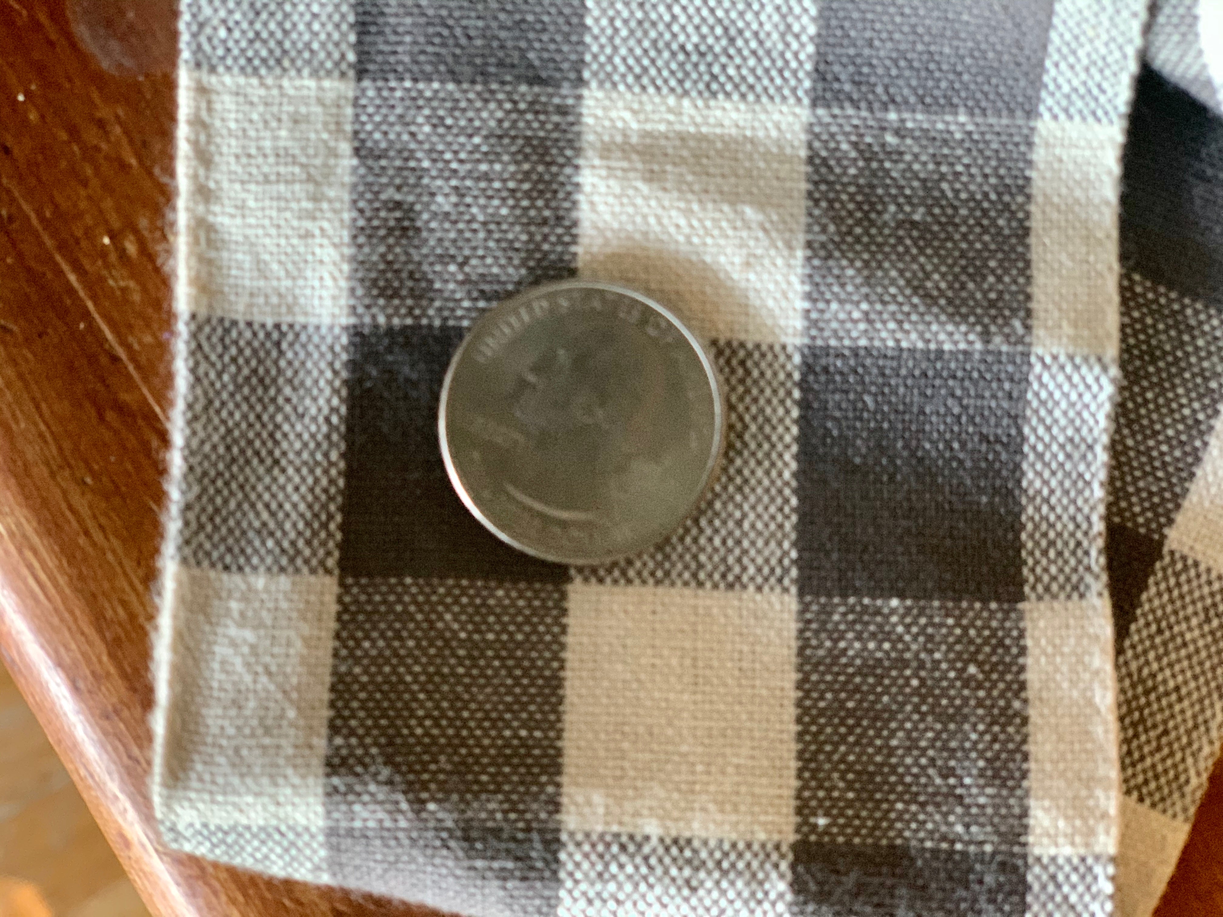 Gray and Natural Off-White Plaid 3" Double Layer Fabric Ribbon