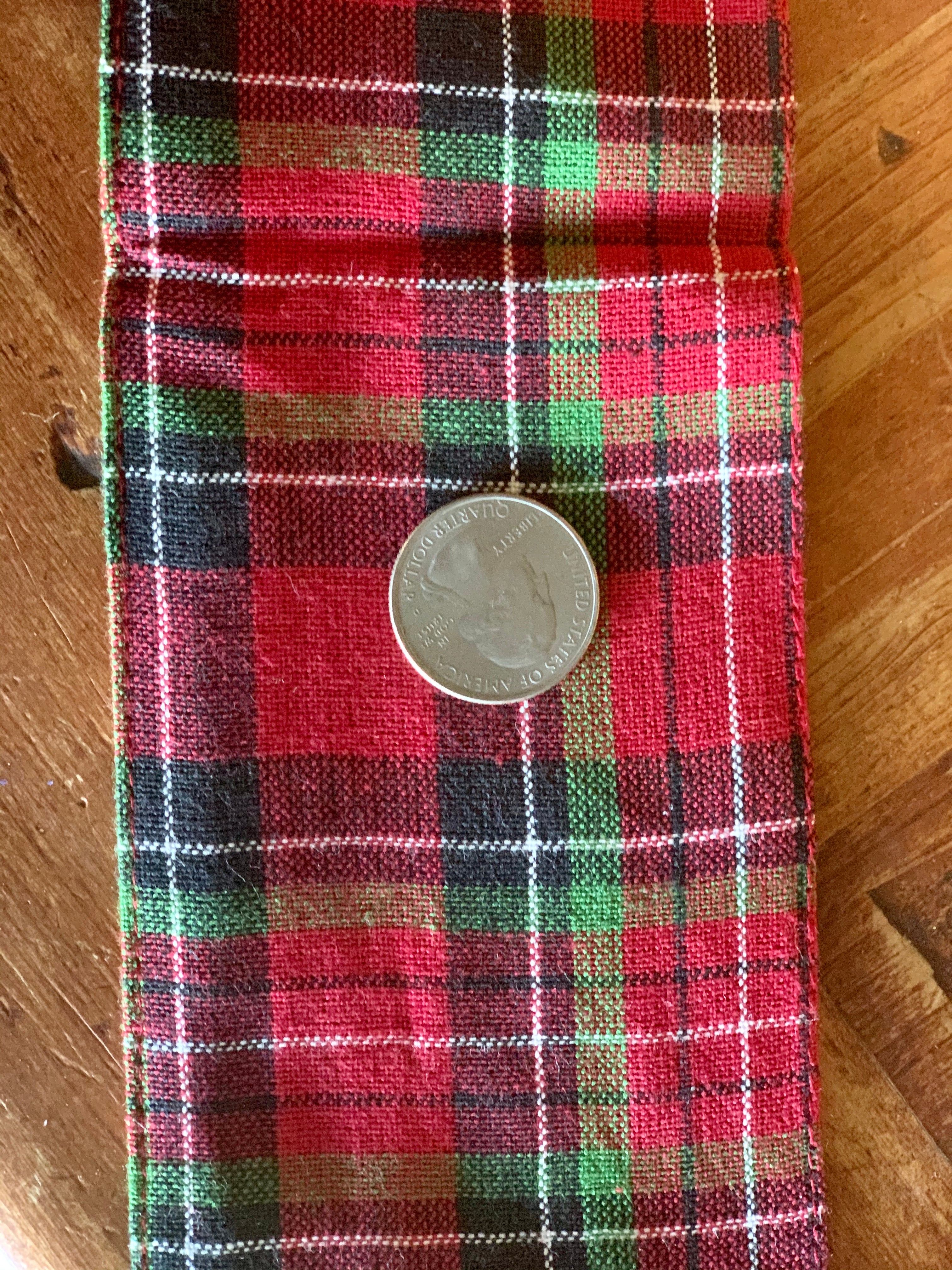 Red and Green Tartan Plaid 3" Double Layer Fabric Ribbon