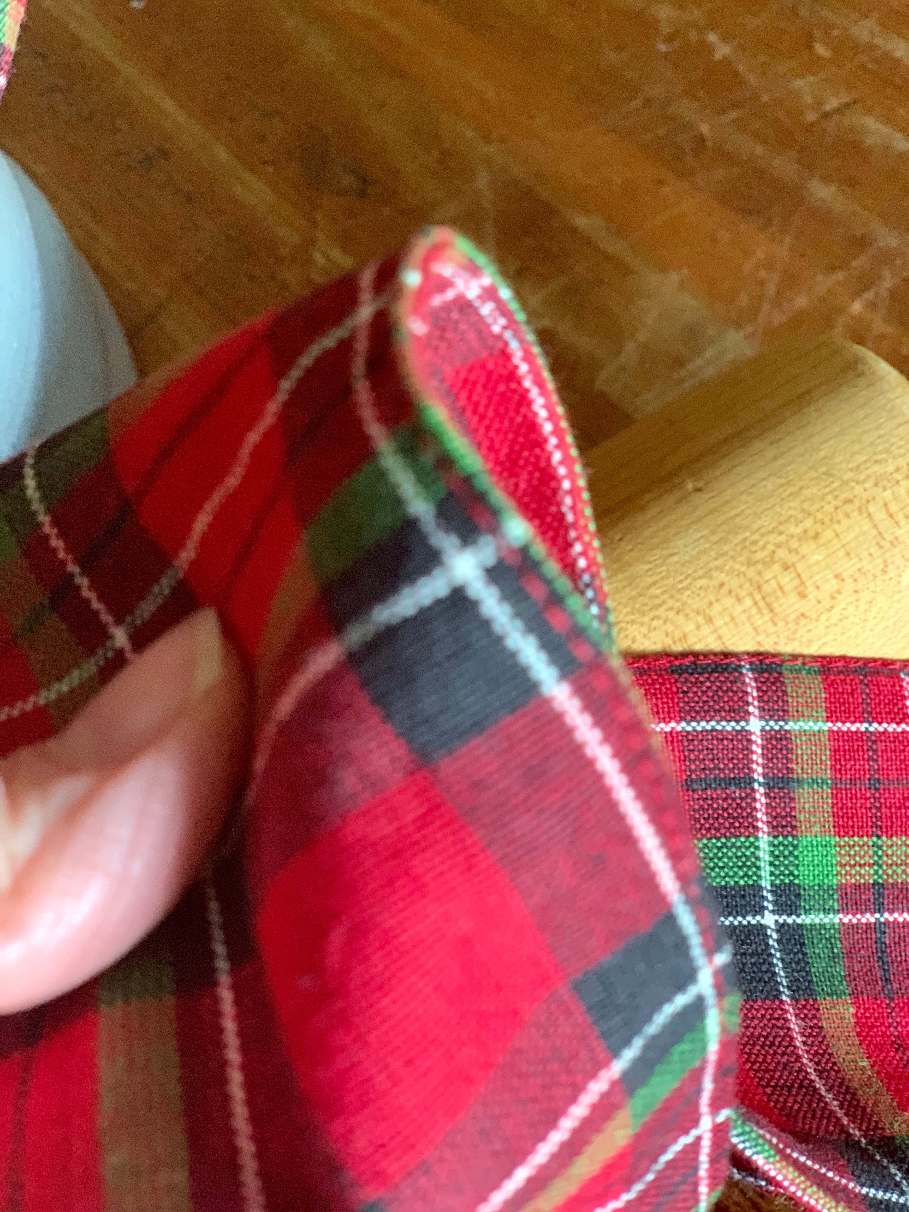 Red and Green Tartan Plaid 3" Double Layer Fabric Ribbon