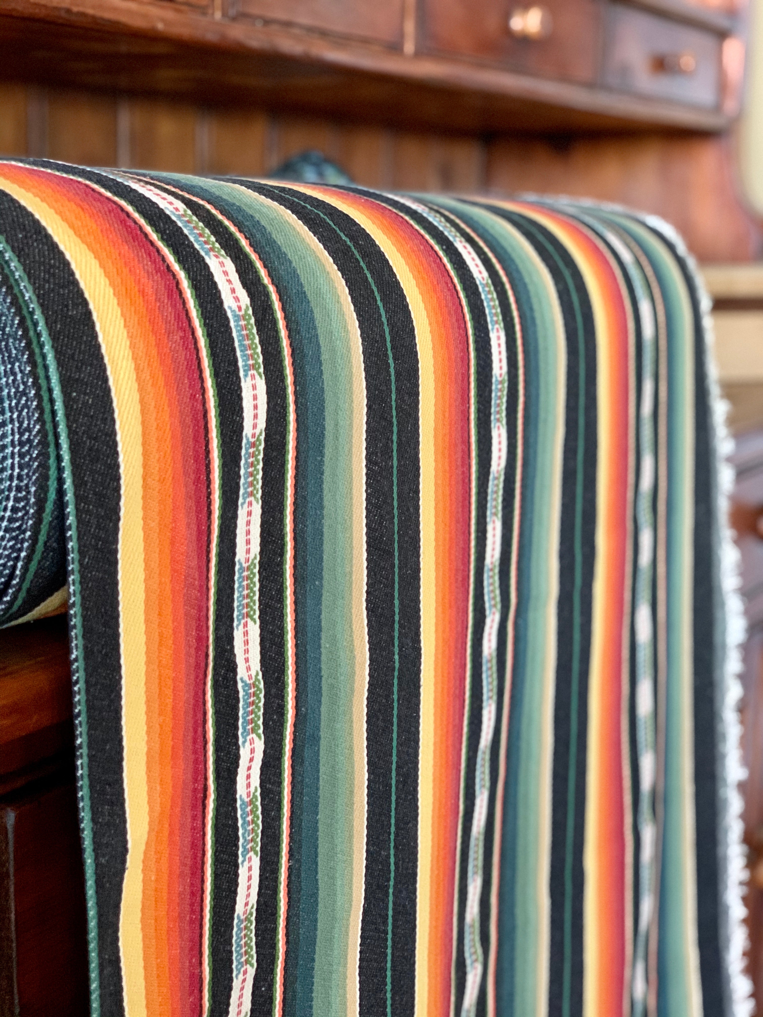 Santa Fe Collection - Serape Saddle Blanket Style Fabric - Black