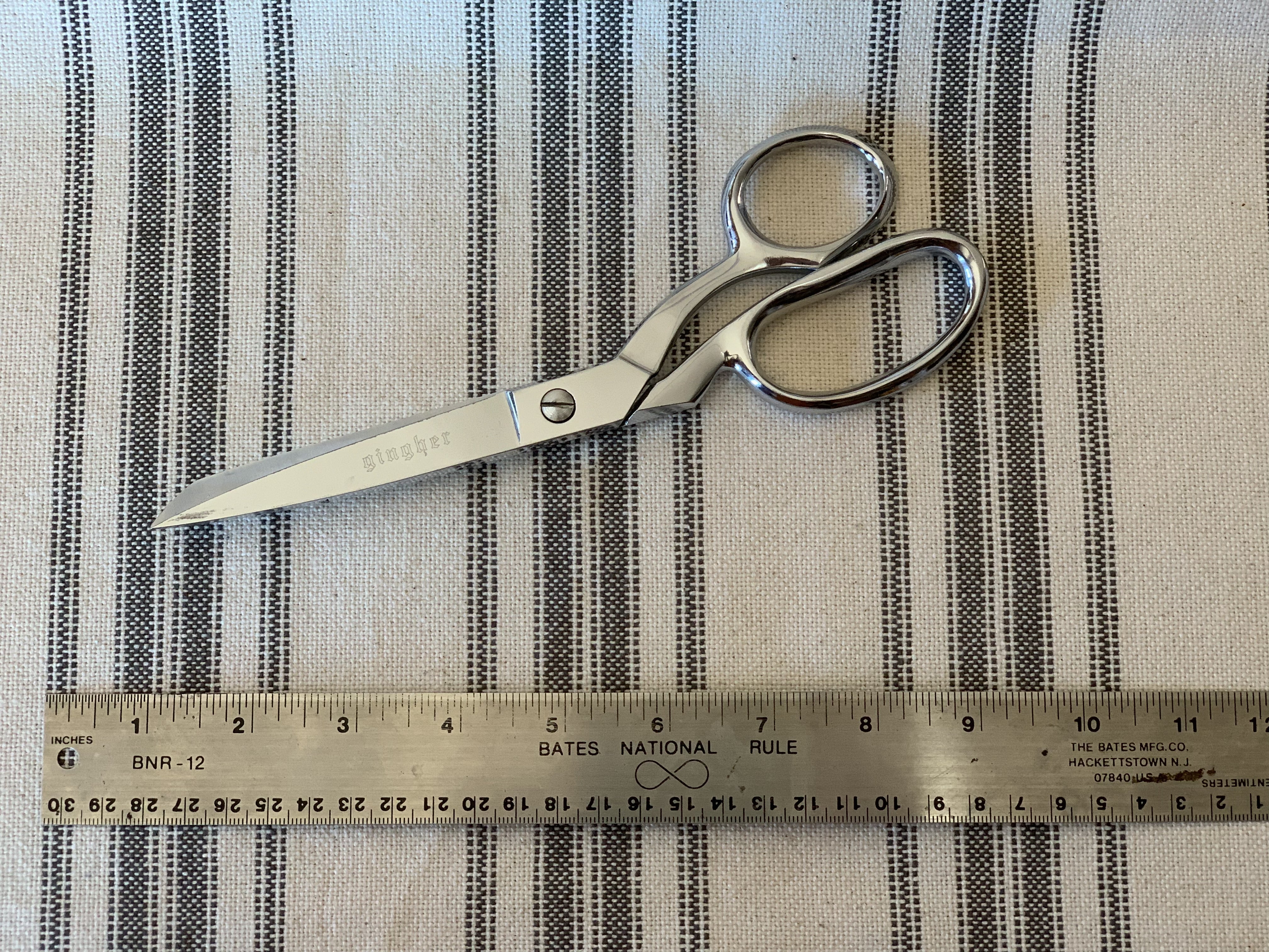 Grain Sack Fabric - Our Exclusive 63" Gray on Cream Multi-Stripe